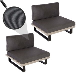 2er-Set Lounge-Sessel MCW-H54, Garten-Sessel, Spun Poly Akazie Holz FSC-zertifiziert Alu ~ grau, Polster dunkelgrau 