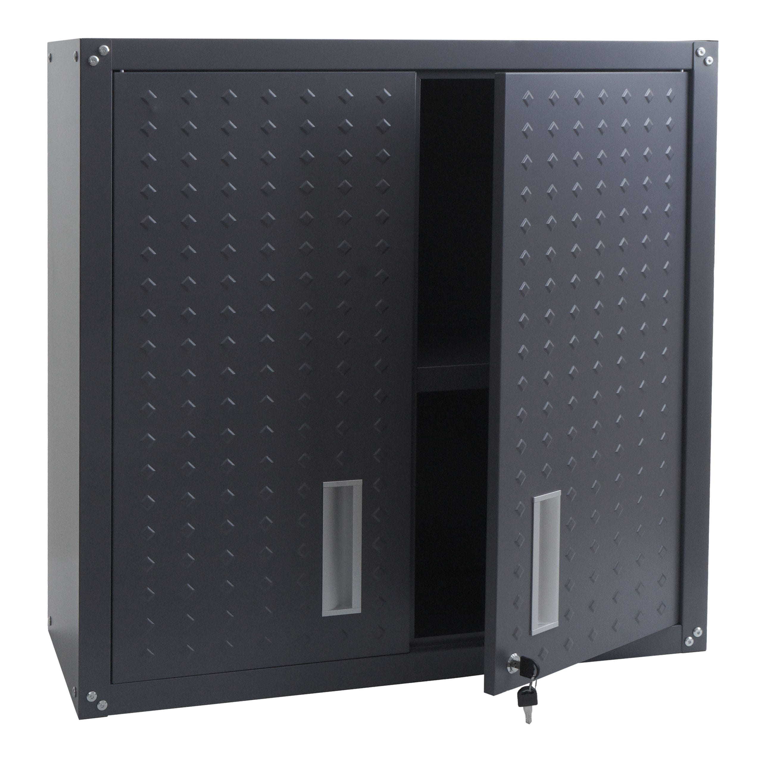 H&auml;ngeschrank MCW-O52, Wandschrank Lagerschrank B&uuml;cherschrank, abschlie&szlig;bar Stahl 77x77x31cm ~ dunkelgrau 