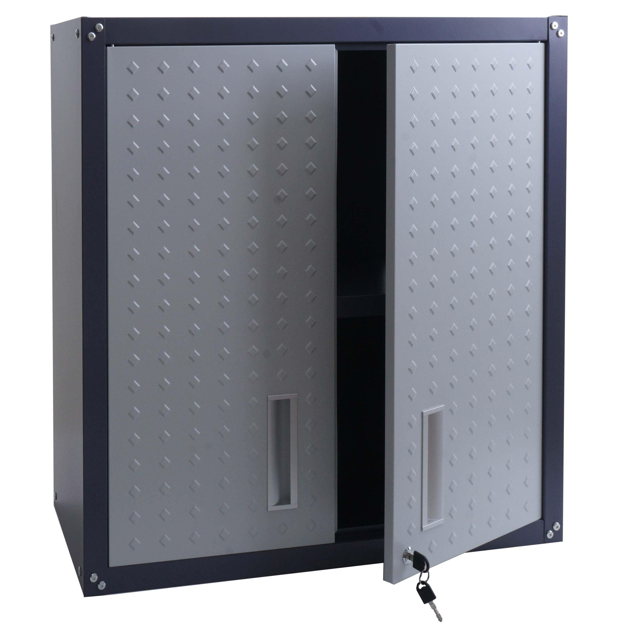 H&auml;ngeschrank MCW-O52, Wandschrank Lagerschrank B&uuml;cherschrank, abschlie&szlig;bar Stahl 77x77x31cm ~ hellgrau/dunkelgrau 