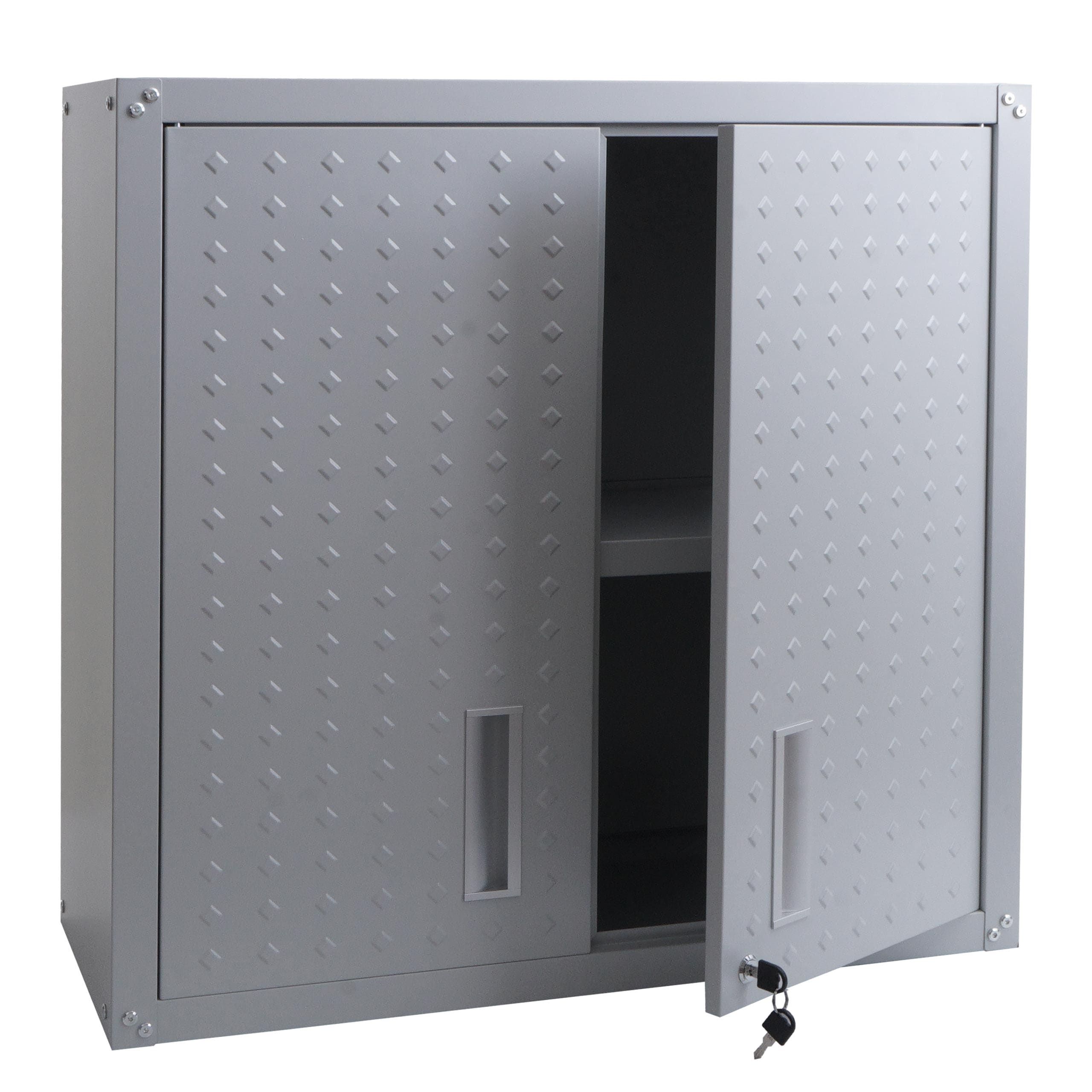H&auml;ngeschrank MCW-O52, Wandschrank Lagerschrank B&uuml;cherschrank, abschlie&szlig;bar Stahl 77x77x31cm ~ hellgrau 