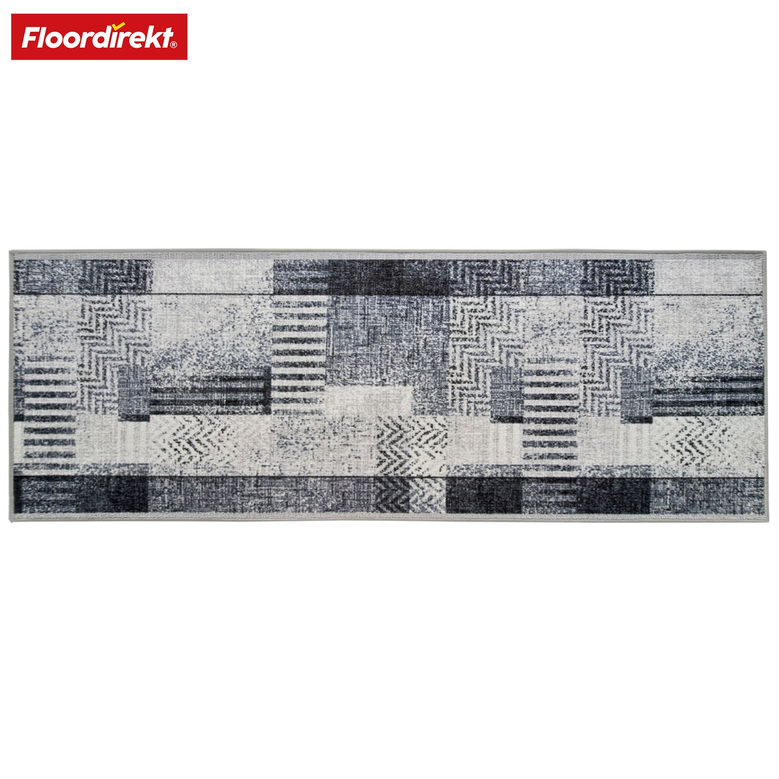 Floordirekt Teppich-L&auml;ufer auf Ma&szlig; | Cordoba | Graut&ouml;ne mit Muster | rutschfest & robust 