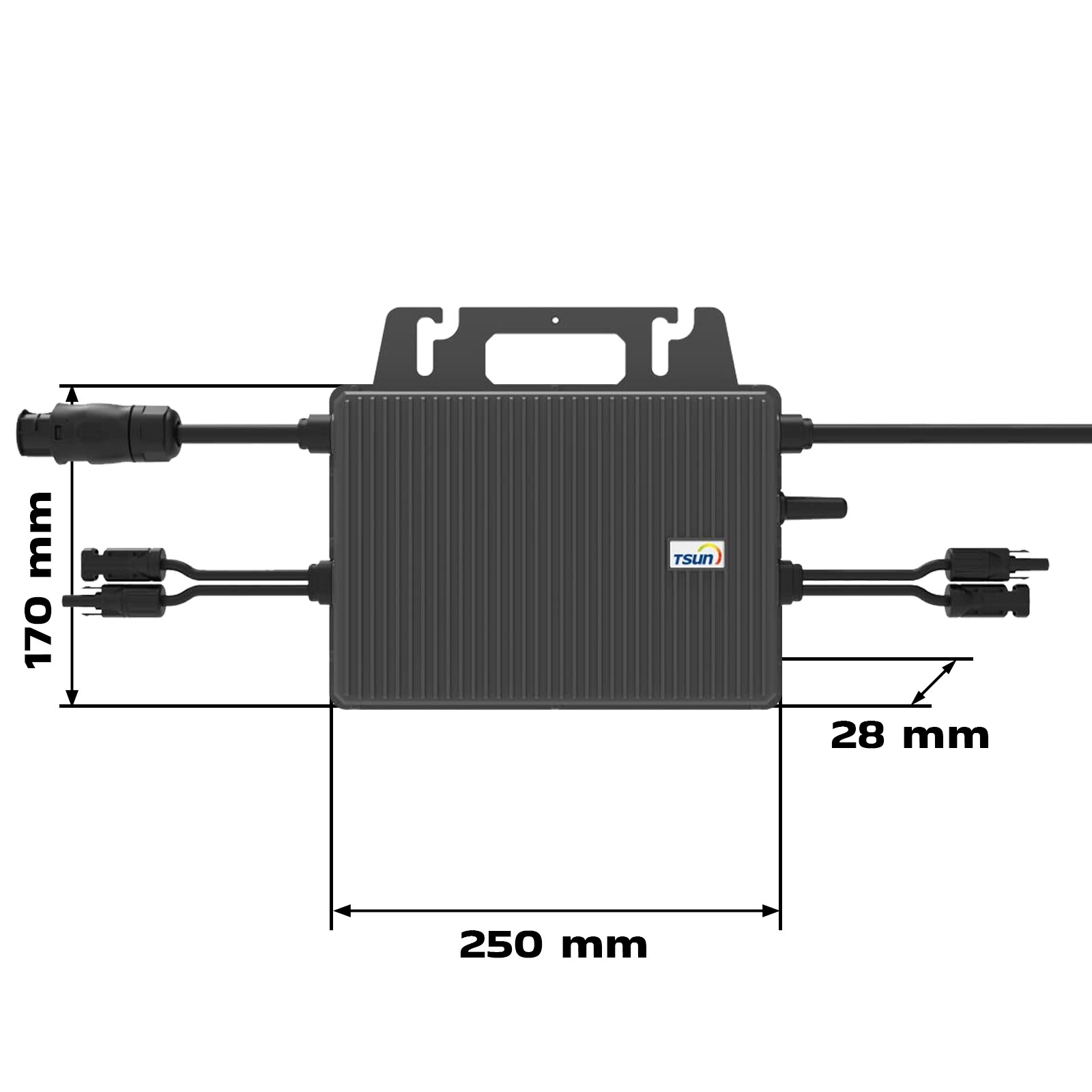SUNNIVA 2000W Balkonkraftwerk BIFAZIAL Fullblack – 4x 500W Glas-Glas Module + TSUN 800W Wechselrichter, Inkl. 5m Kabel