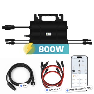 Astro-E Mikro-Wechselrichter 800 W TM-L800Mi für Balkonkraftwerk, IP67 wetterfest, Plug&Play Installation, 2 MPPT, Bluetooth WIFI, inkl. 5m Anschlusskabel & 4x1 m Solar-Verlängerungen, Micro Inverter 