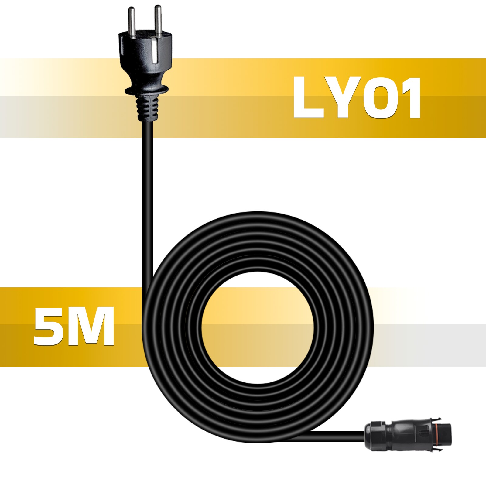 5m Anschlusskabel f&uuml;r DEYE Mikro Wechselrichter mit LUYI LY01 Buchse zu Steckdose f&uuml;r Solaranlage, Balkonkraftwerk, Mini PV-Anlage, Photovoltaikanlage 