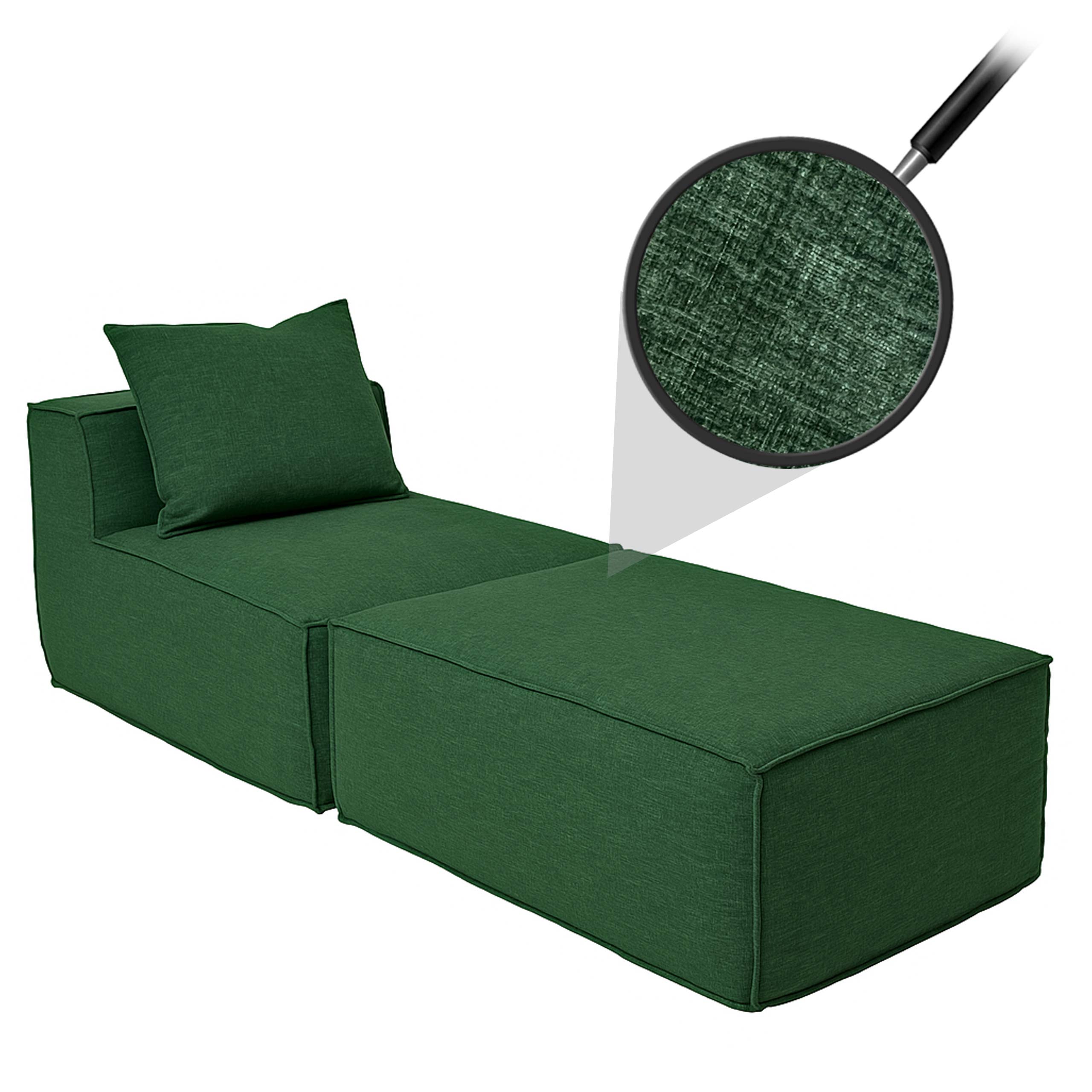 Chaiselongue/Zubeh&ouml;r f&uuml;r Sofa MCW-O54, Sessel Ottomane Recamiere, Stoff/Textil (300g/m&sup2;) 63x75x194cm ~ gr&uuml;n 