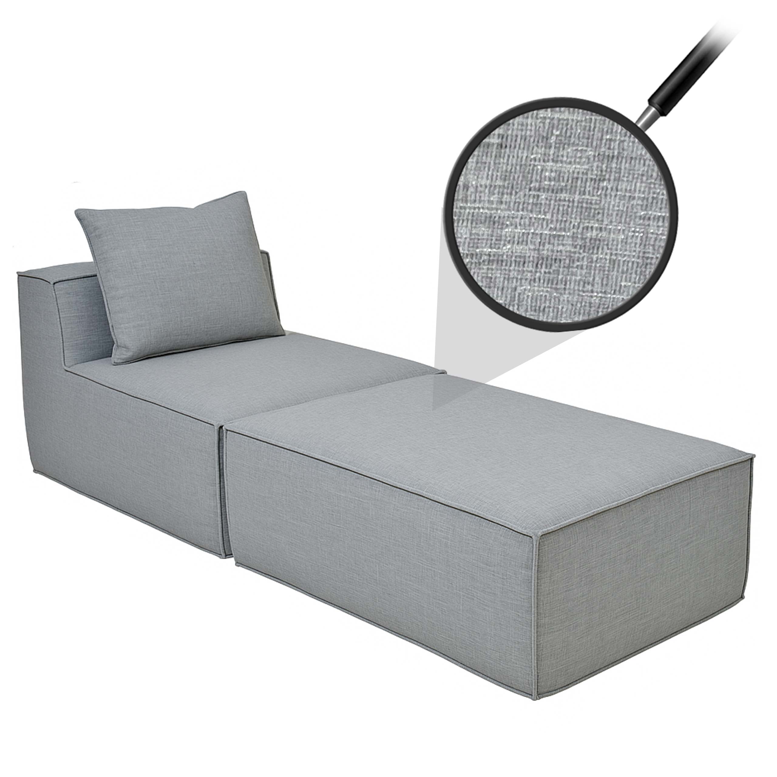 Chaiselongue/Zubeh&ouml;r f&uuml;r Sofa MCW-O54, Sessel Ottomane Recamiere, Stoff/Textil (300g/m&sup2;) 63x75x194cm ~ hellgrau 