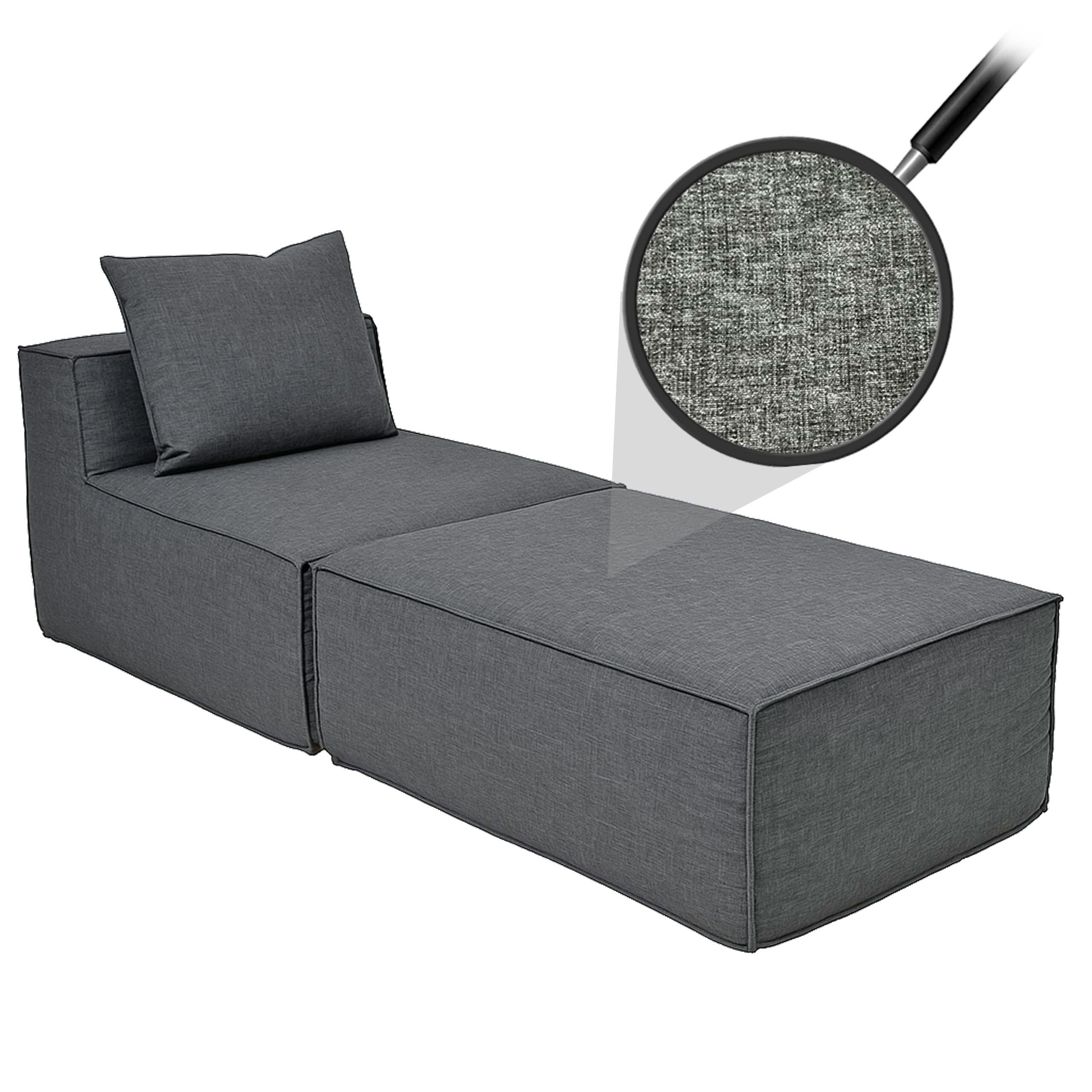 Chaiselongue/Zubeh&ouml;r f&uuml;r Sofa MCW-O54, Sessel Ottomane Recamiere, Stoff/Textil (300g/m&sup2;) 63x75x194cm ~ dunkelgrau 