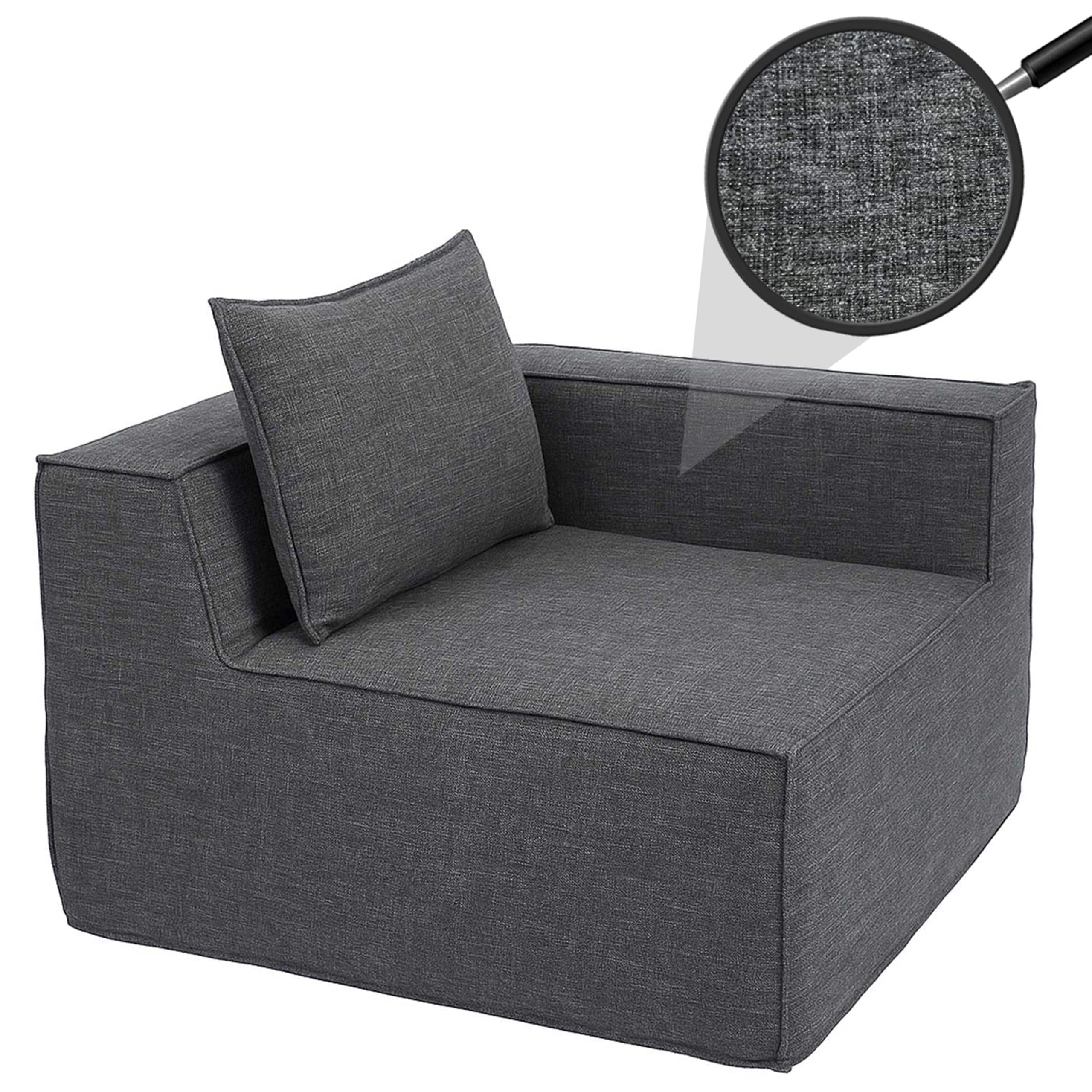 Eckteil/Zubeh&ouml;r f&uuml;r Sofa MCW-O54, Loungesessel Polstersessel Armlehne, Stoff/Textil (300g/m&sup2;) 63x97x97cm ~ dunkelgrau 