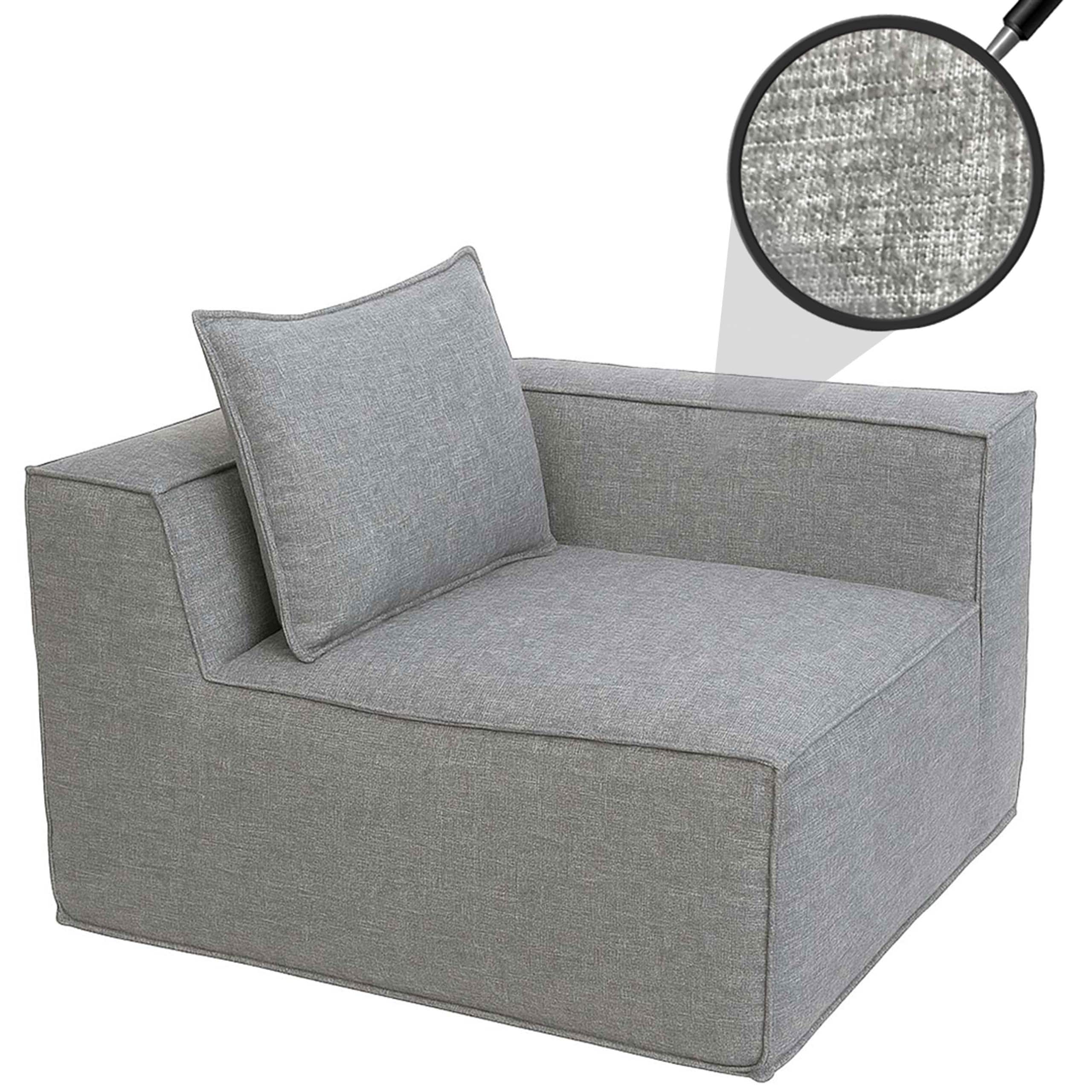 Eckteil/Zubeh&ouml;r f&uuml;r Sofa MCW-O54, Loungesessel Polstersessel Armlehne, Stoff/Textil (300g/m&sup2;) 63x97x97cm ~ hellgrau 