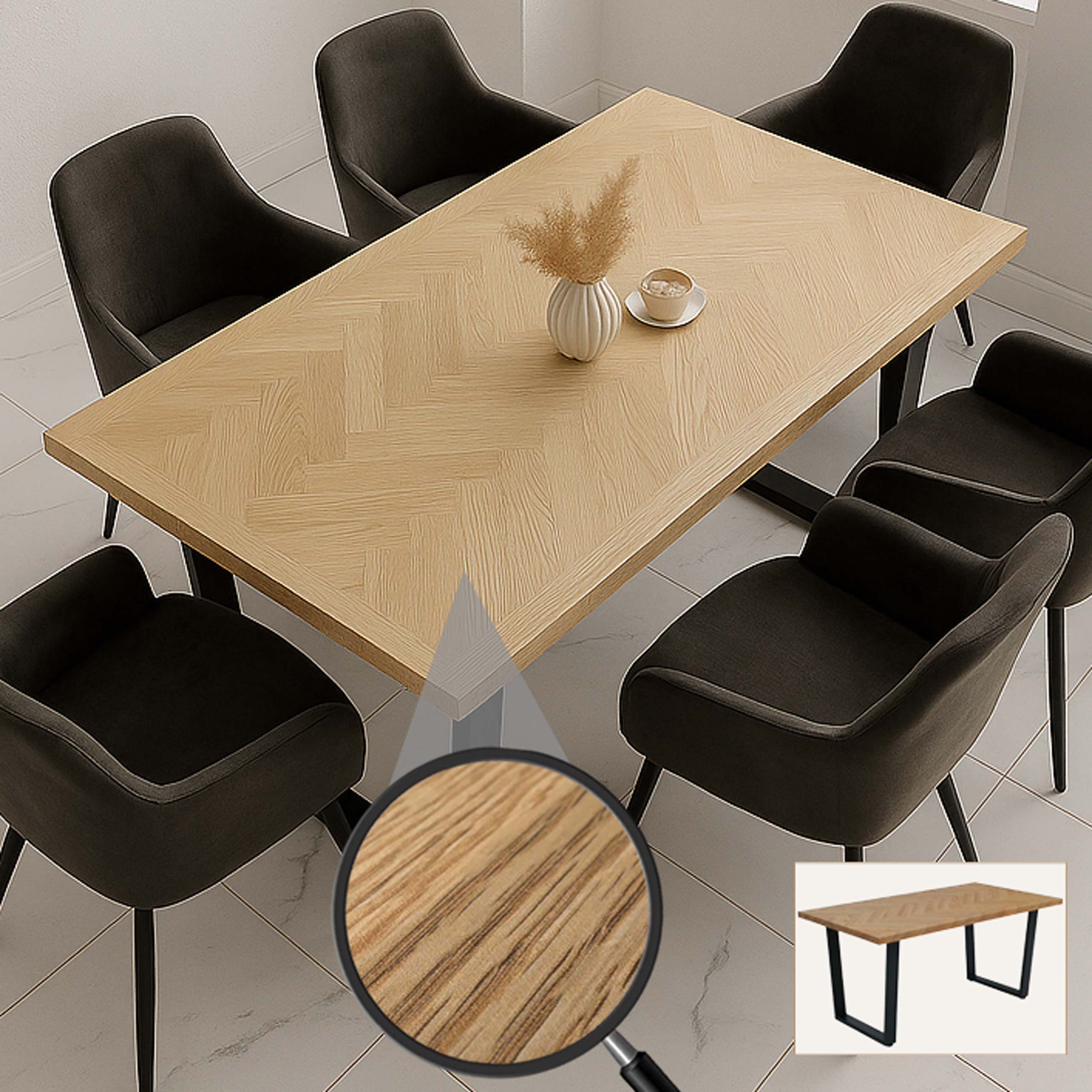 Esszimmertisch MCW-O61, Tisch K&uuml;chentisch Esstisch, Industrial MDF Metall 160x90cm ~ helle Eiche-Optik 