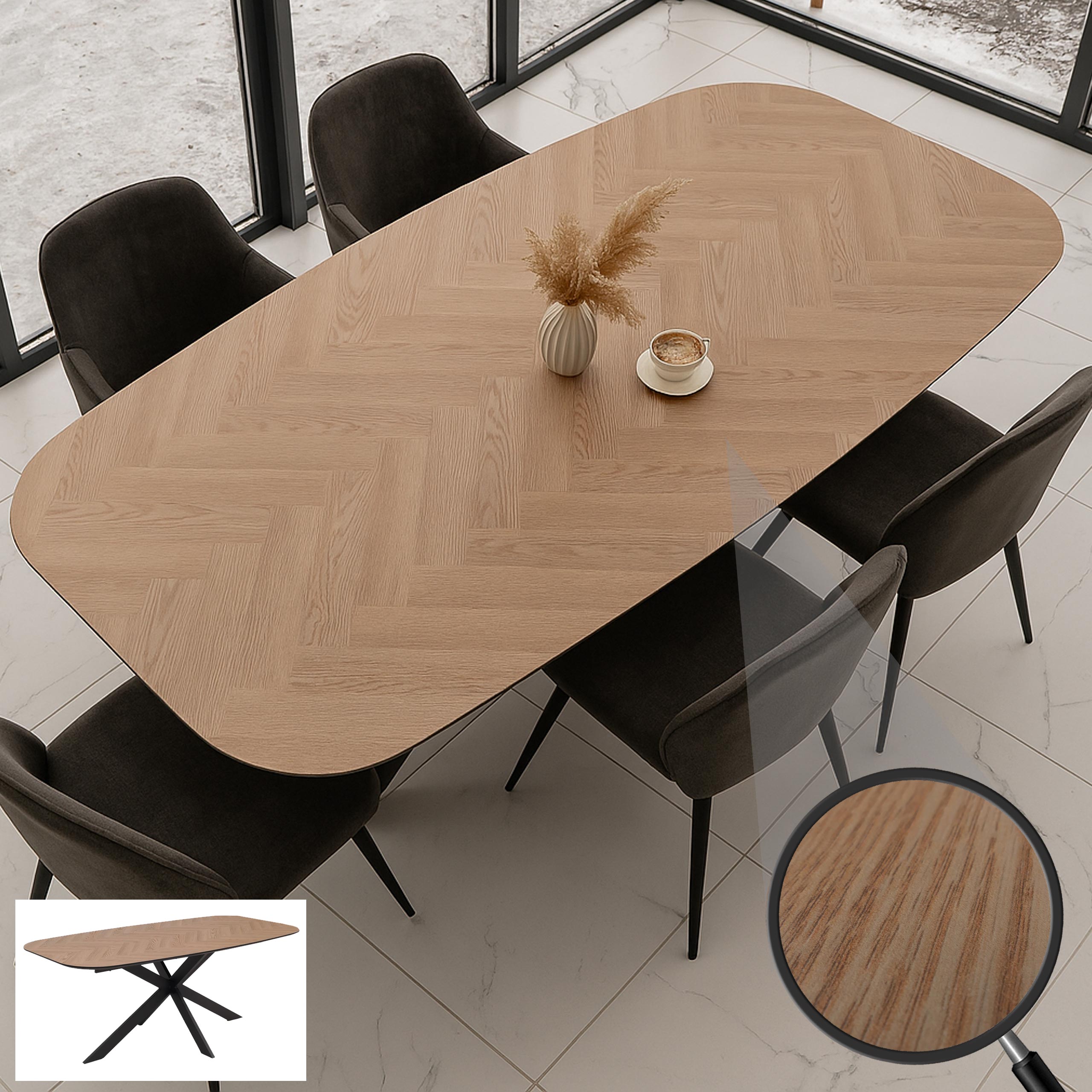 Esszimmertisch MCW-O56, Tisch Esstisch, MDF Metall 200x100cm ~ helle Eiche-Optik 