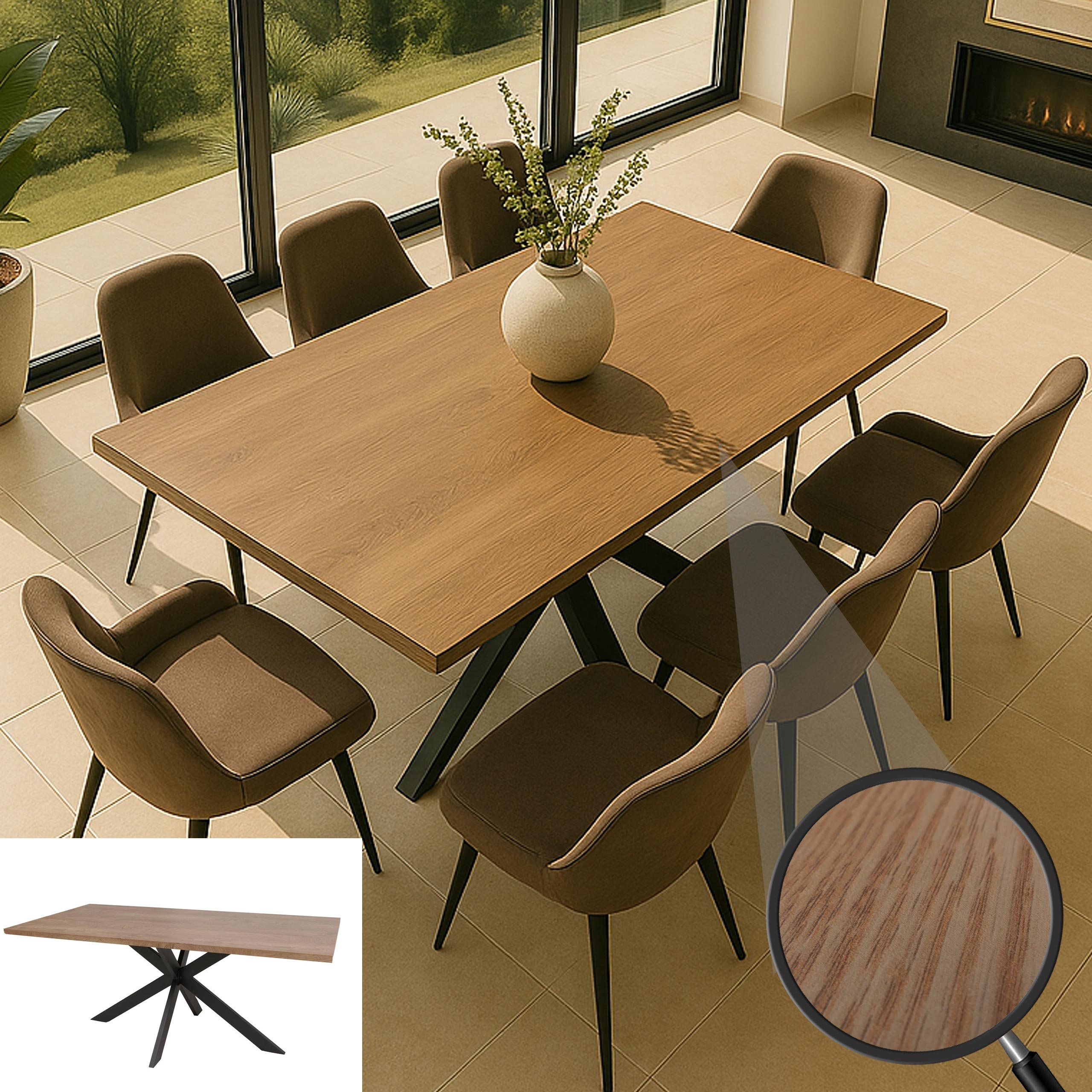 Esszimmertisch MCW-O55, K&uuml;chentisch Tisch Esstisch, Industrial MDF Metall 180cm ~ Walnuss-Optik 