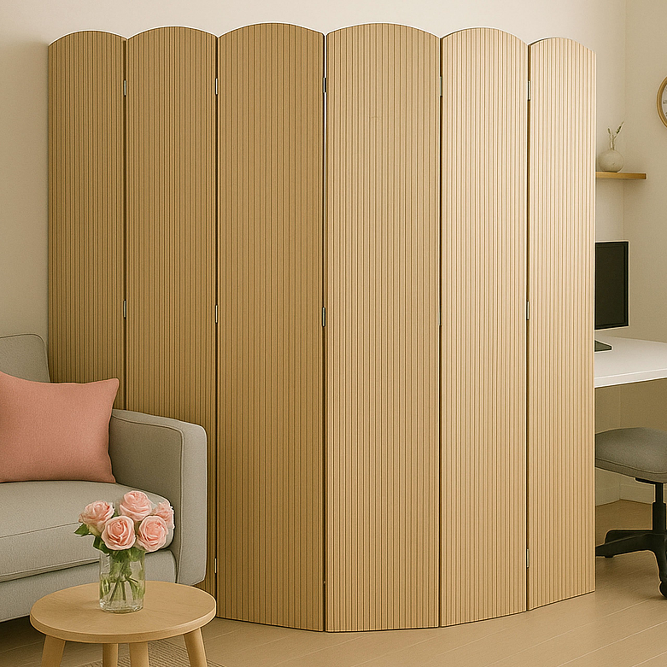 Bambus Paravent MCW-O30, Raumteiler Trennwand Sichtschutz, zusammenklappbar 6 Paneele 170x245cm 