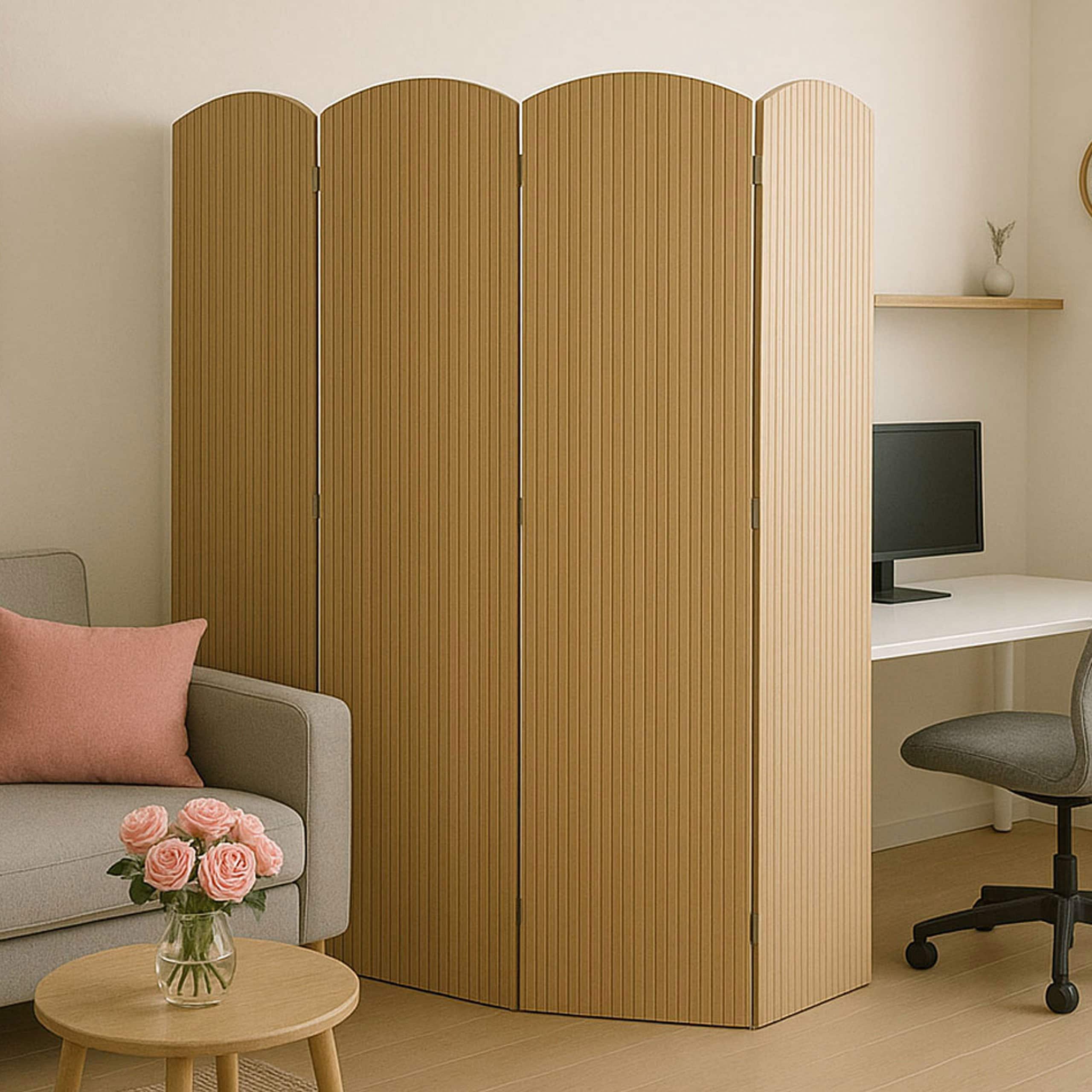 Bambus Paravent MCW-O30, Raumteiler Trennwand Sichtschutz, zusammenklappbar 4 Paneele 170x162cm 