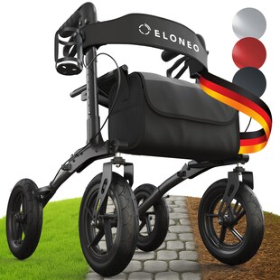 Outdoor Rollator mit Luftbereifung, Schwarz 
