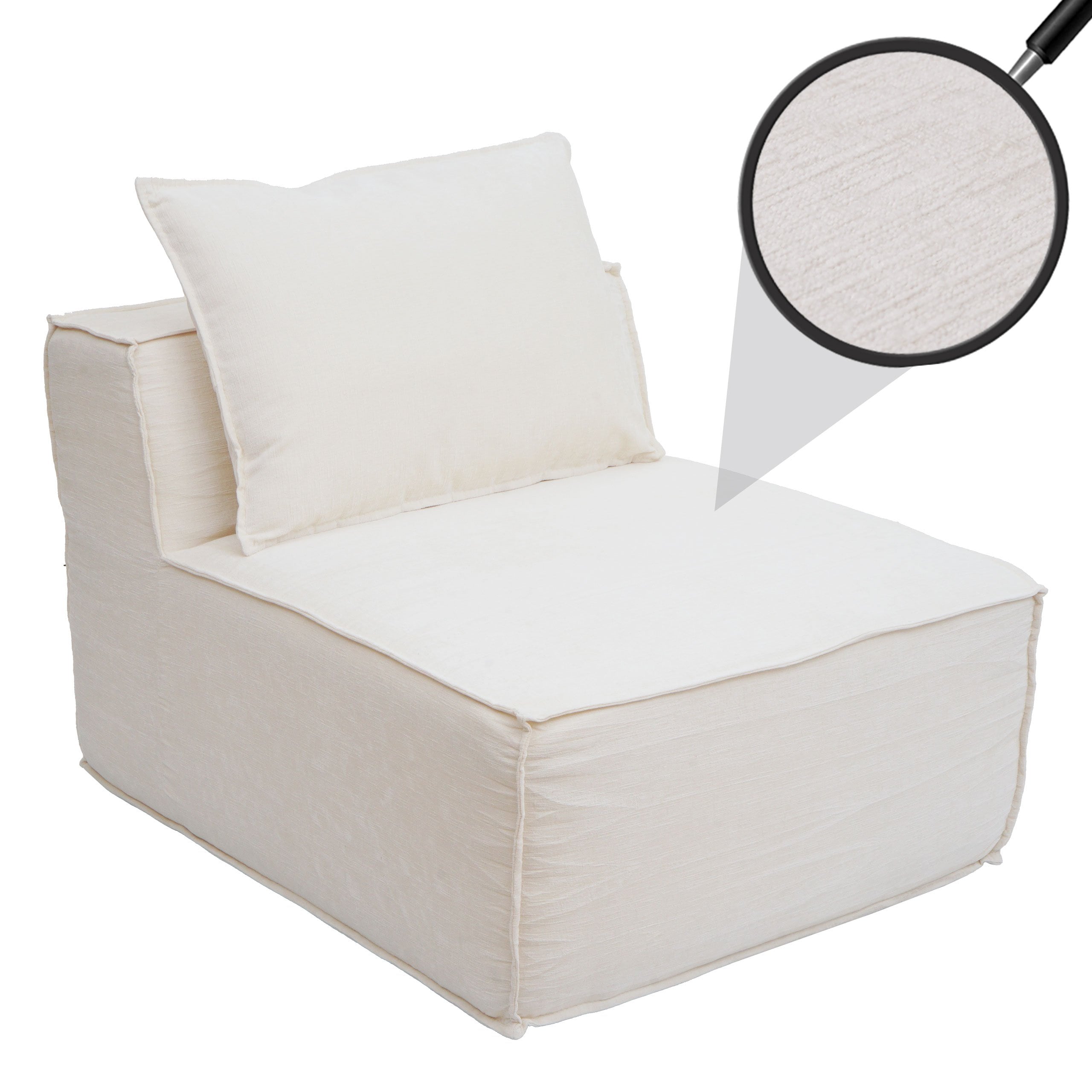 Sessel/Zubeh&ouml;r f&uuml;r Sofa MCW-O54, Loungesessel Polstersessel Mittelteil, Stoff/Textil (300g/m&sup2;) 63x75x97cm ~ creme 