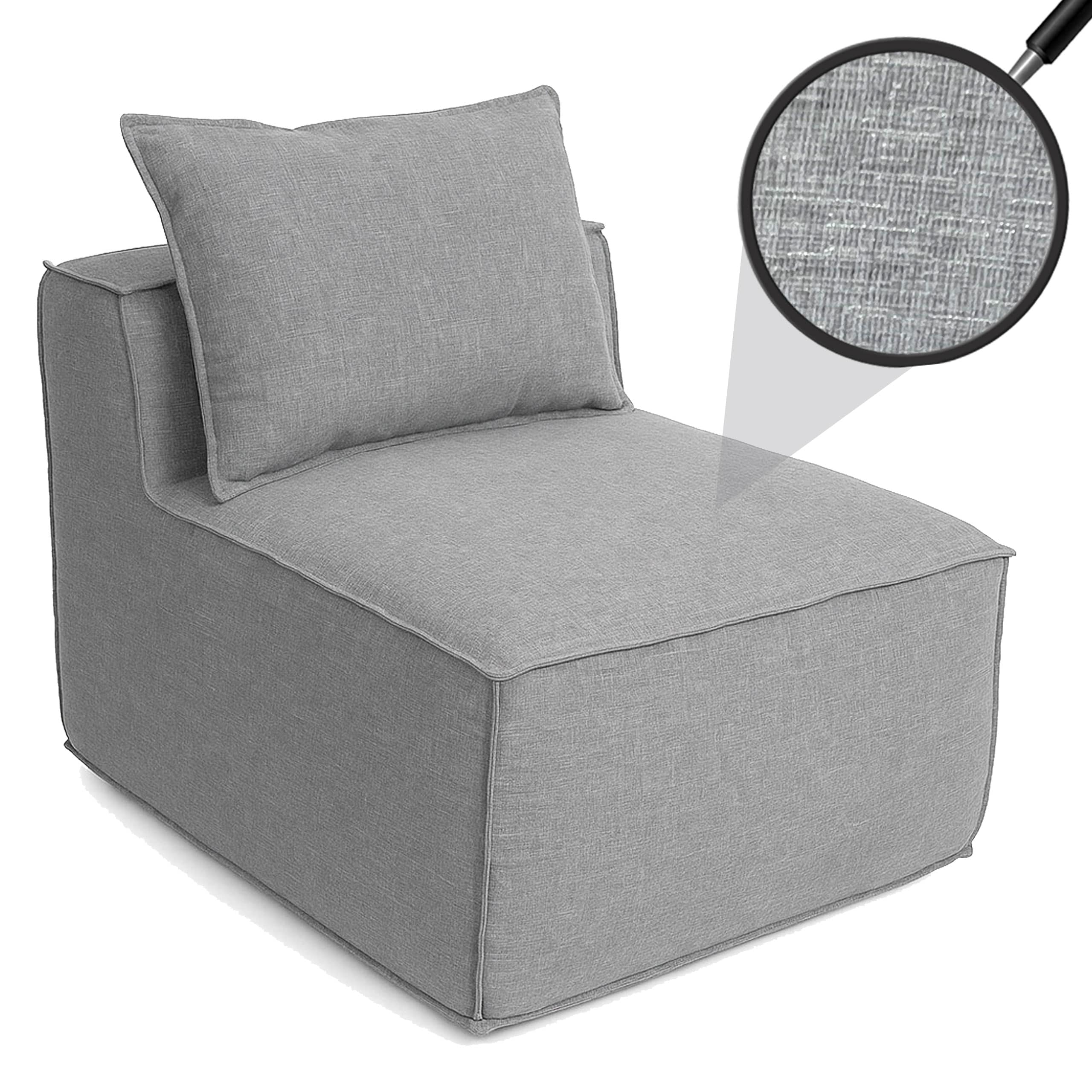 Sessel/Zubeh&ouml;r f&uuml;r Sofa MCW-O54, Loungesessel Polstersessel Mittelteil, Stoff/Textil (300g/m&sup2;) 63x75x97cm ~ hellgrau 