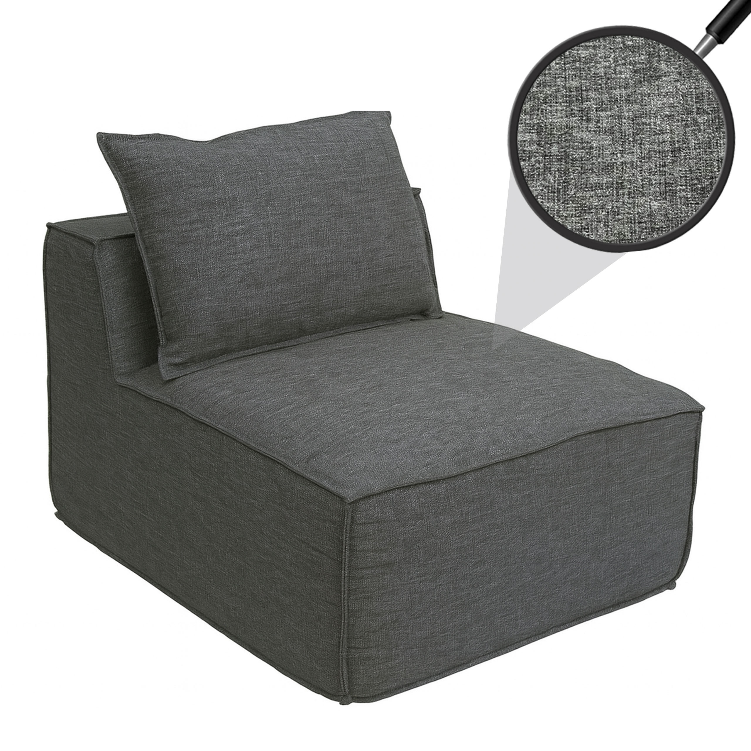 Sessel/Zubeh&ouml;r f&uuml;r Sofa MCW-O54, Loungesessel Polstersessel Mittelteil, Stoff/Textil (300g/m&sup2;) 63x75x97cm ~ dunkelgrau 