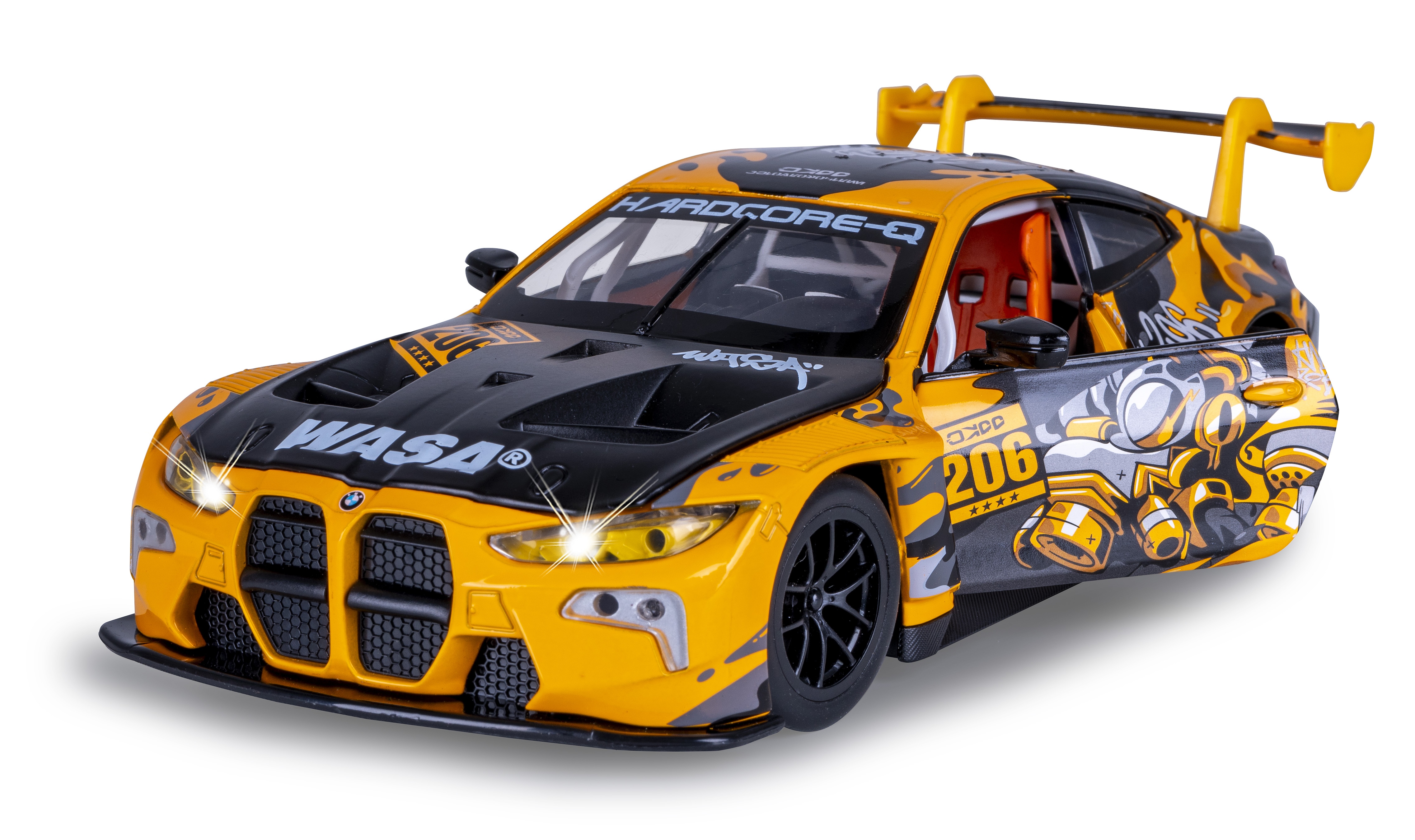 JAMARA BMW M4 GT3 Diecast 1:24 gelb inkl. Knopfzellen 