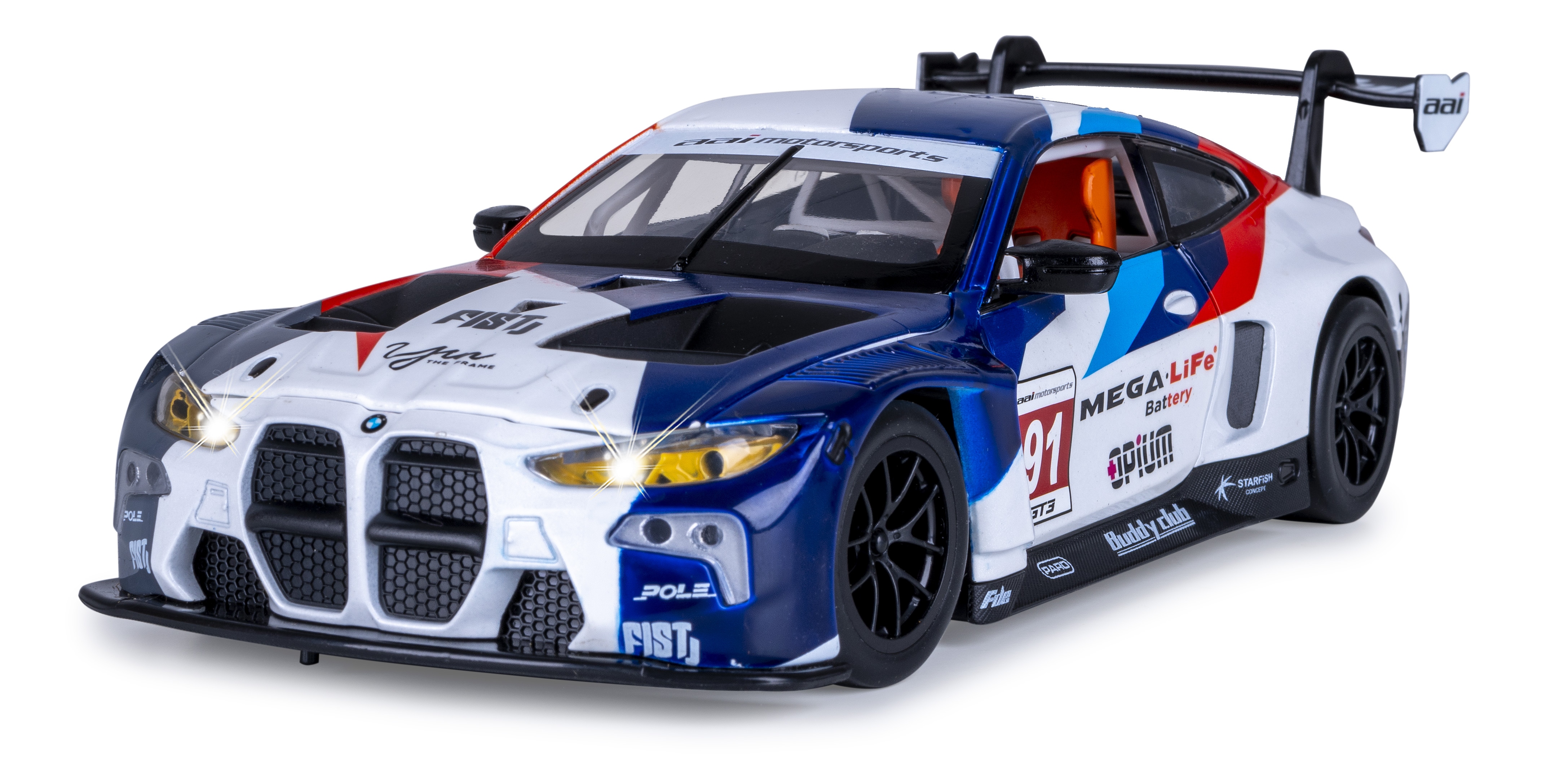 JAMARA BMW M4 GT3 Diecast 1:24 wei&szlig; inkl. Knopfzellen 