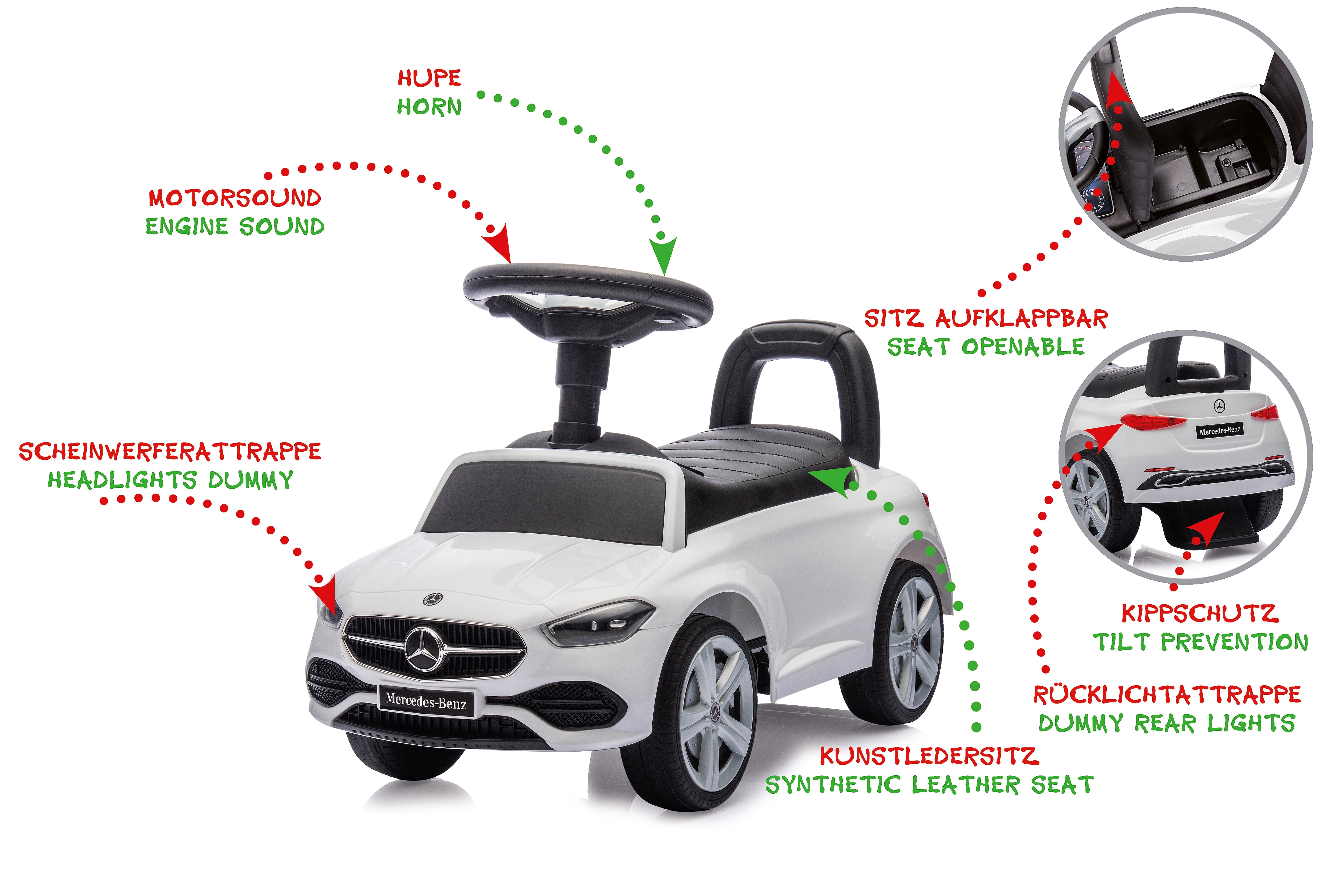 JAMARA Rutscher Mercedes-Benz C-Class wei&szlig; 2in1 