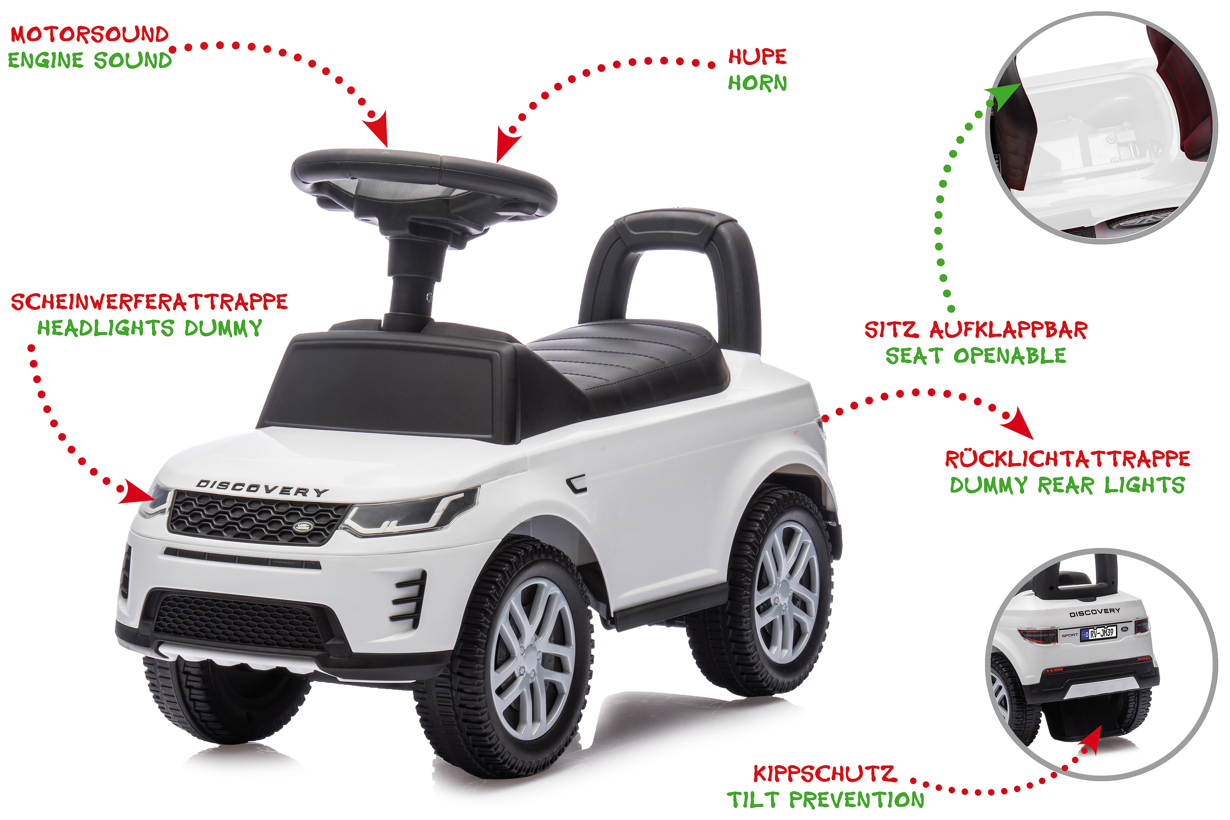 JAMARA Rutscher Land Rover Discovery wei&szlig; 2in1 