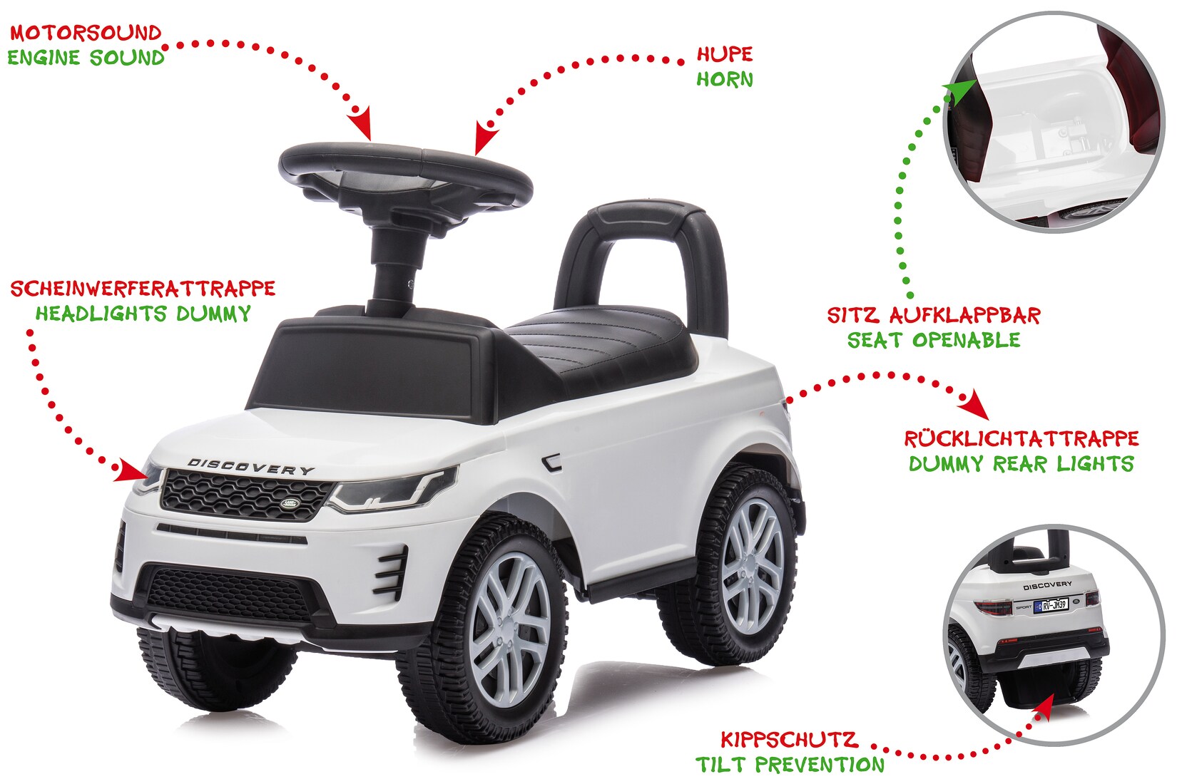JAMARA Rutscher Land Rover Discovery weiß 2in1