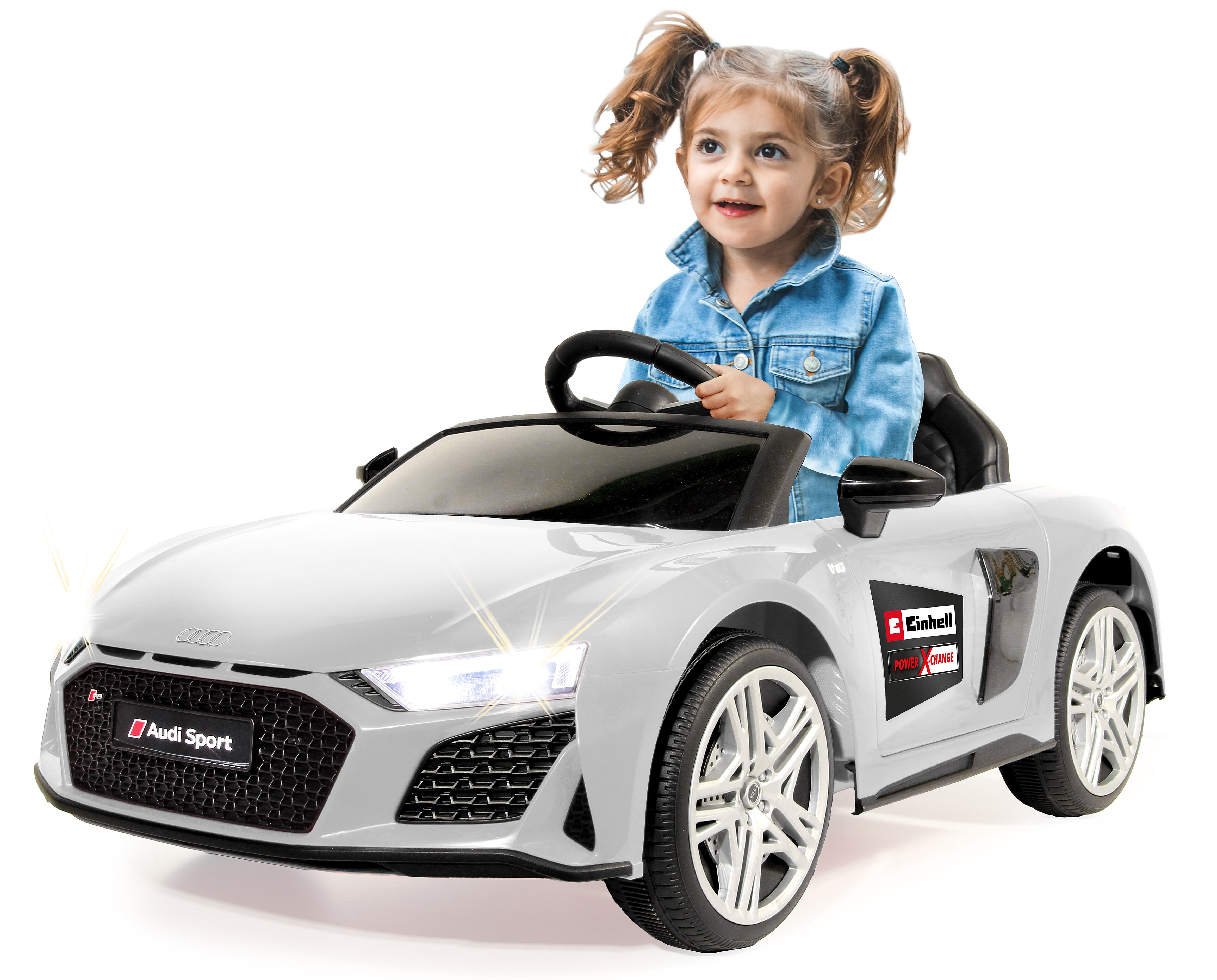 JAMARA Ride-on Audi R8 Spyder wei&szlig; 18V Einhell Power X-Change 