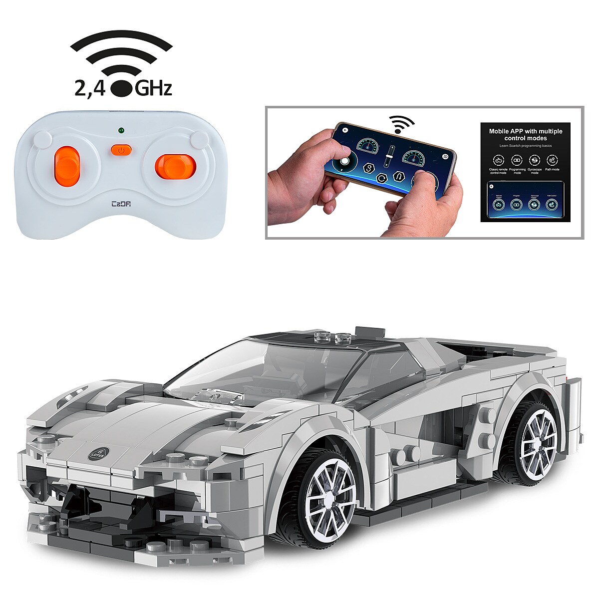 JAMARA CaDA Lotus Evija 1:18 grau 2,4GHz Bricks 