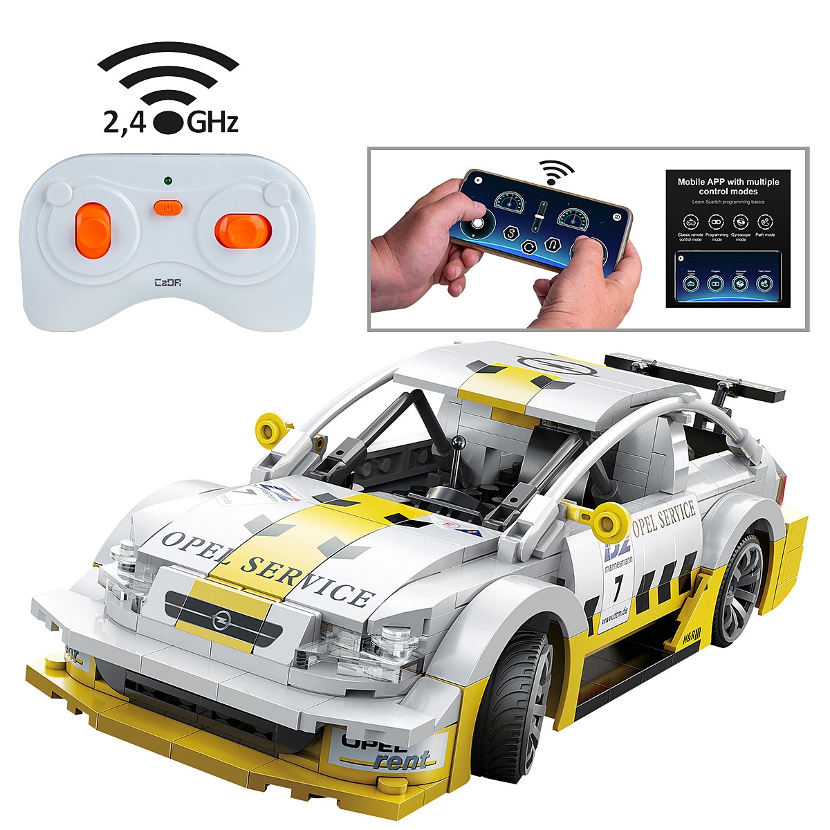 JAMARA CaDA Opel Astra V8 Coupe 1:20 wei&szlig; 2,4GHz Bricks 