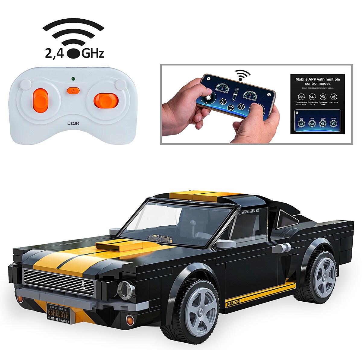 JAMARA CaDA Shelby GT350 H 1:20 schwarz 2,4GHz Bricks