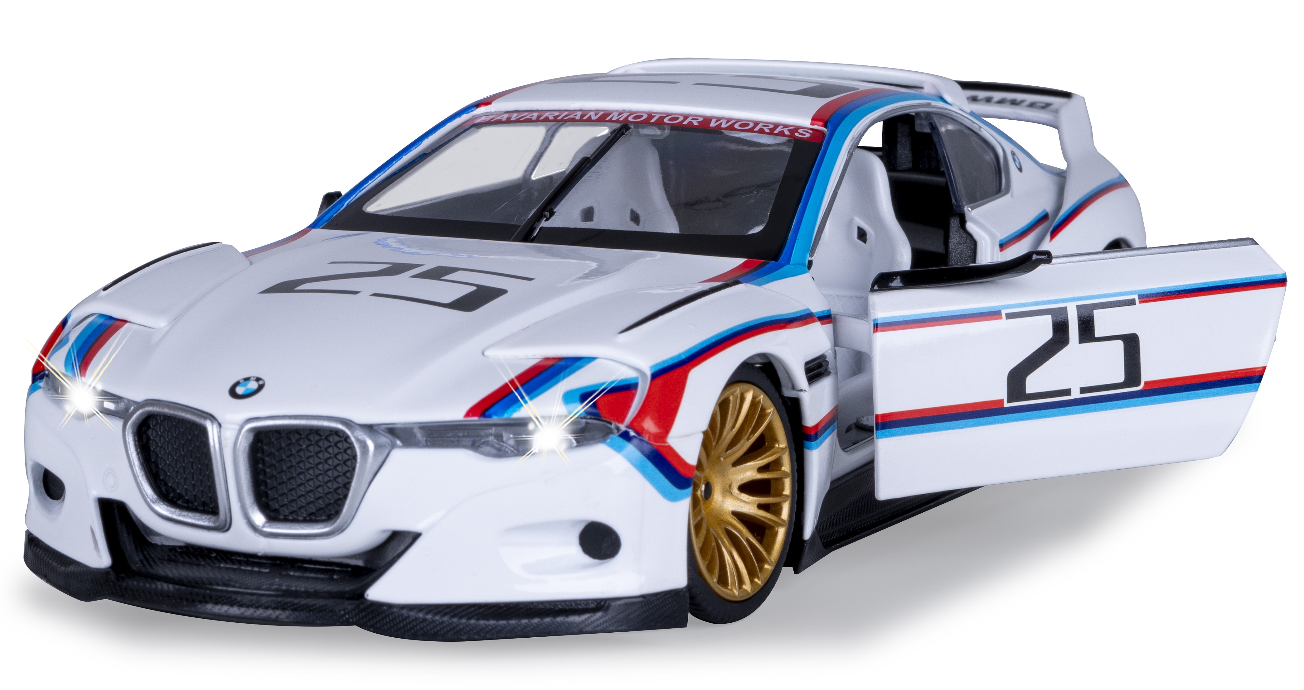 JAMARA BMW 3.0 CSL Hommage R Diecast 1:24 wei&szlig; inkl. Knopfzellen 