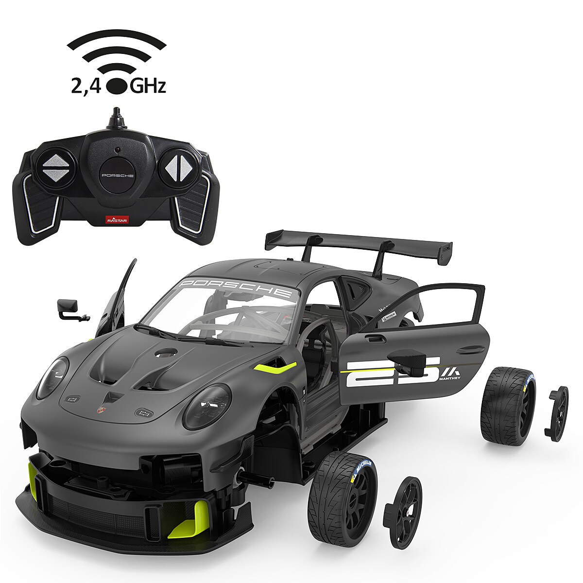 JAMARA Porsche 911 GT2 RS Clubsport 25 1:18 grau 2,4 GHz Bausatz 