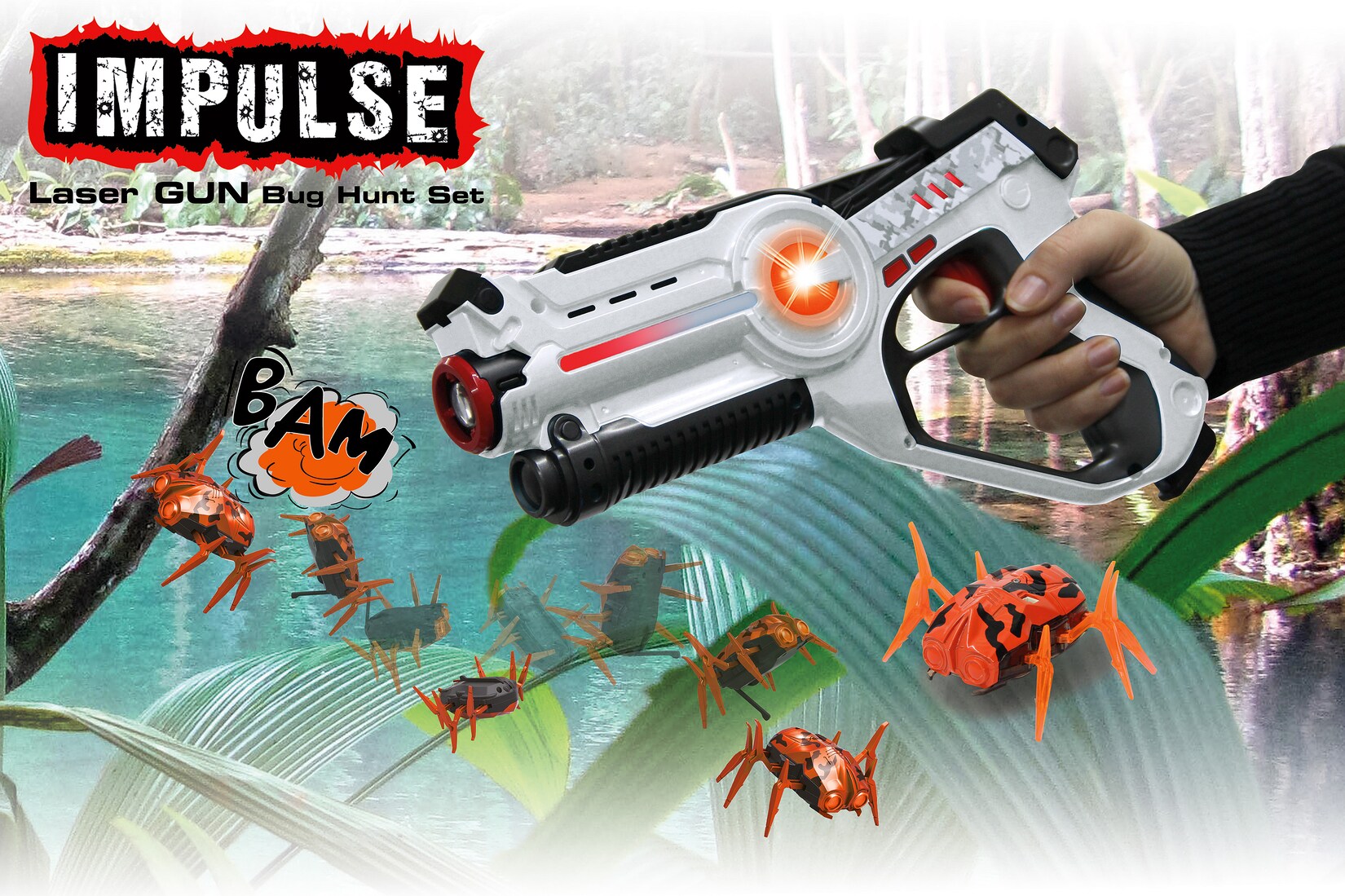 JAMARA Impulse Laser Gun Bug Hunt Set weiss/orange