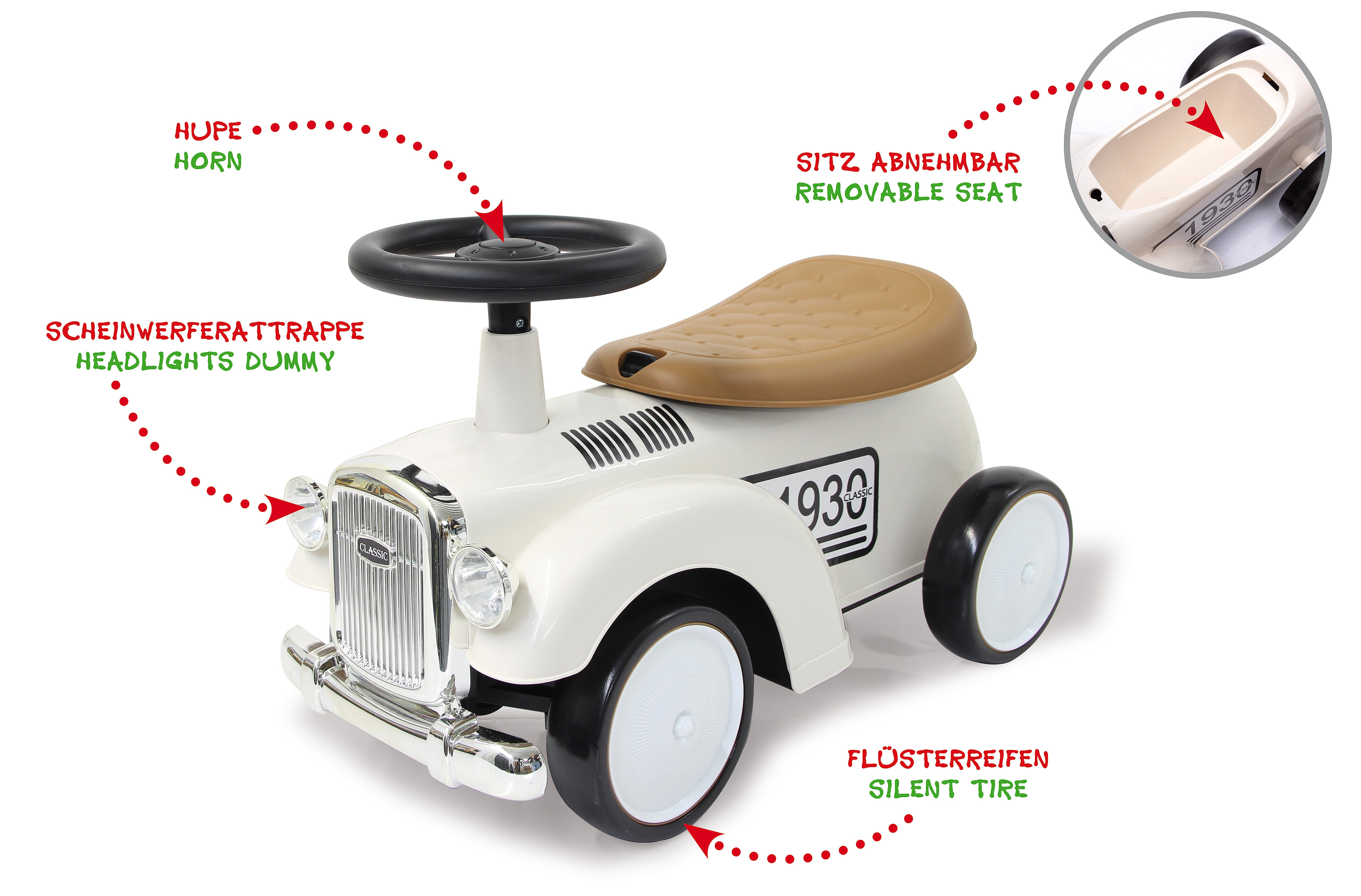 JAMARA Rutscher Classic Car wei&szlig; 