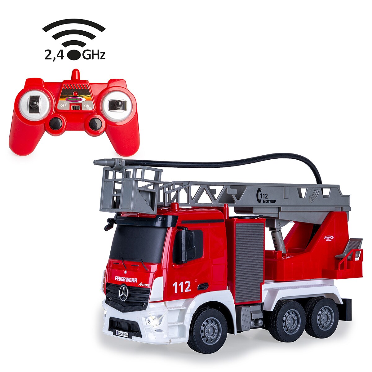 JAMARA Feuerwehr Drehleiter Mercedes -Benz Antos 1:26 2,4GHz mit Spritzfunktion 