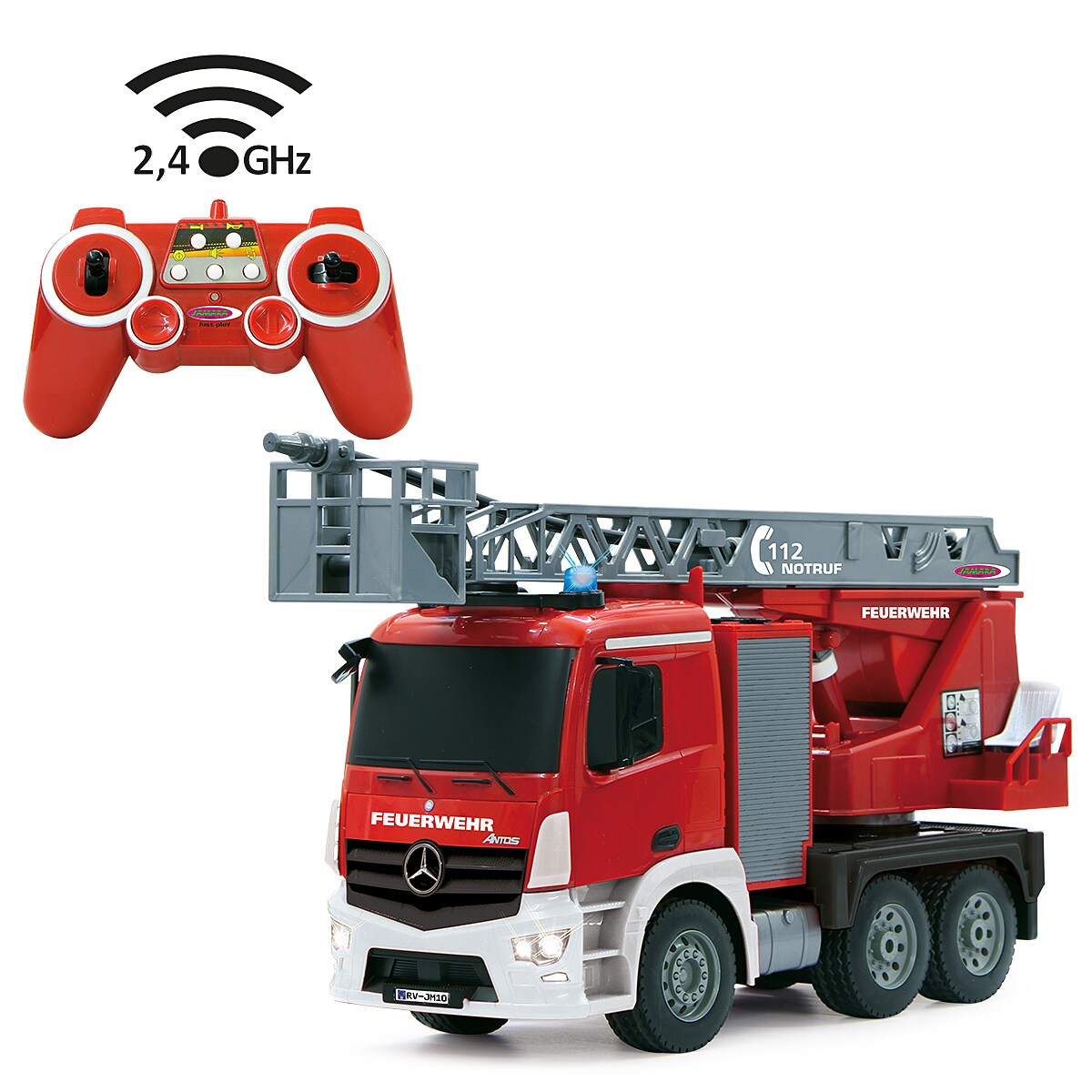 JAMARA Feuerwehr Drehleiter Mercedes-Benz Antos 1:20 2,4GHz mit Spritzfunktion