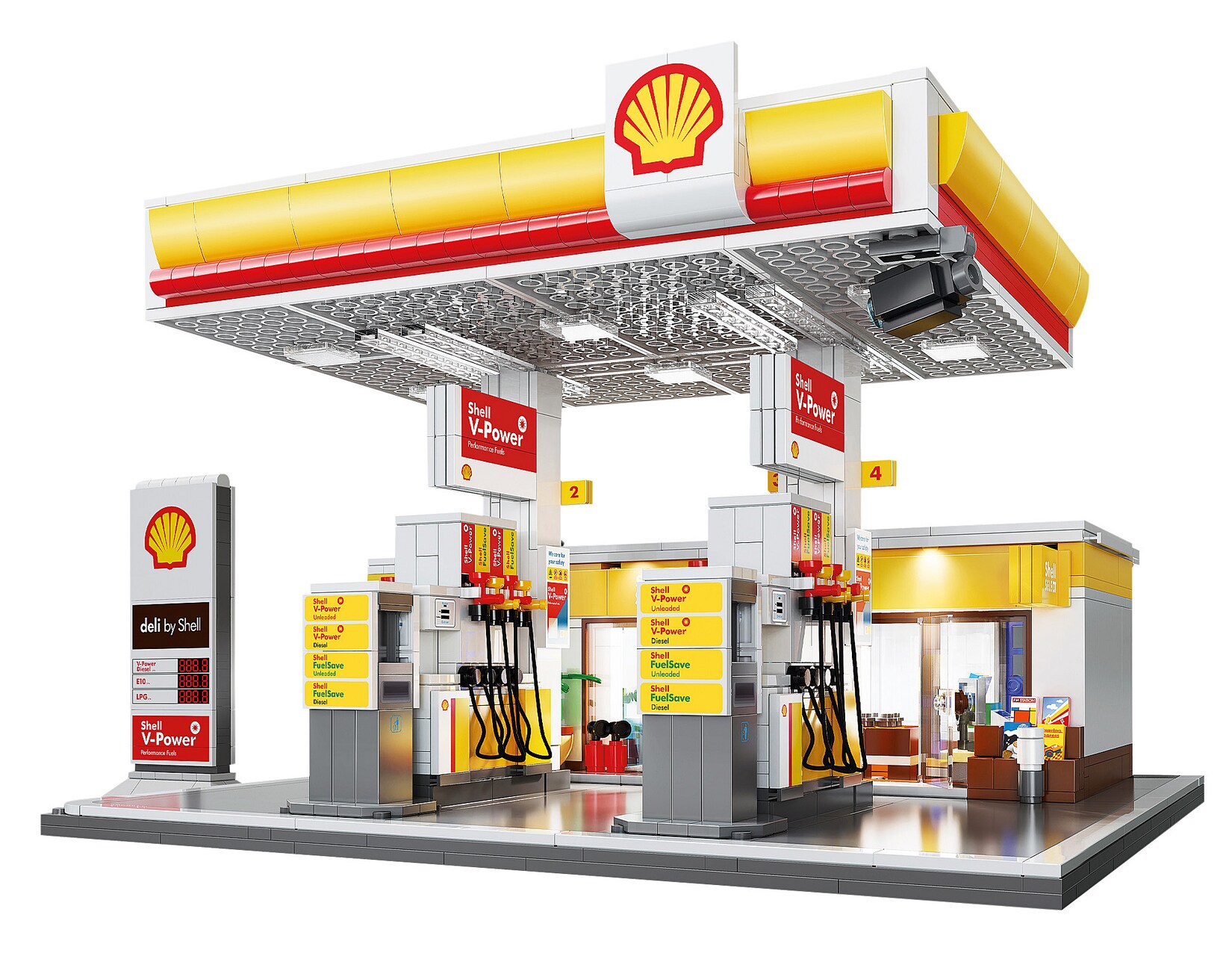 JAMARA CaDA Shell Tankstelle mit Shop und Waschanlage Bricks