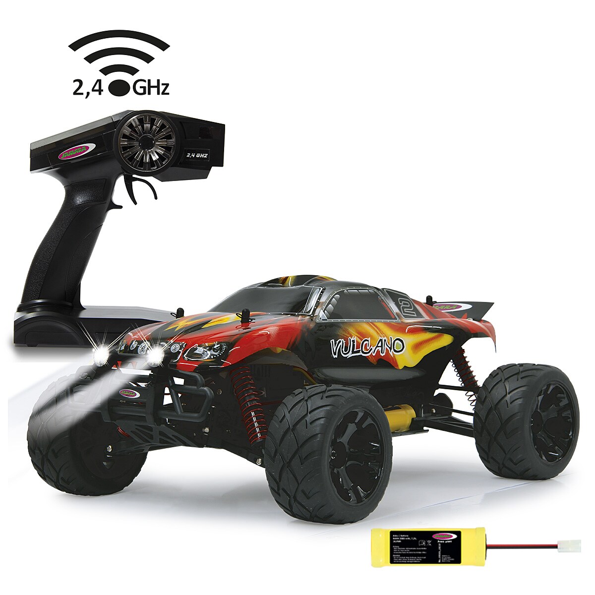 JAMARA-53368-Vulcano Monstertruck 4WD 1:10 NiMh 2,4GHz mit LED 