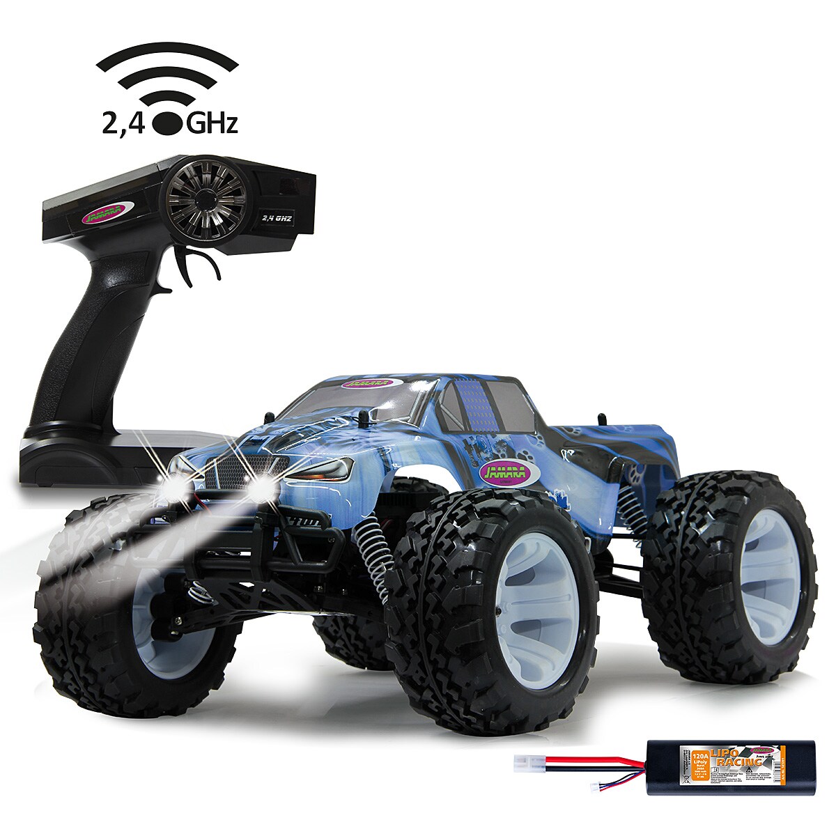 JAMARA-53361-Tiger Ice Monstertruck 4WD 1:10 Lipo 2,4GHz mit LED 
