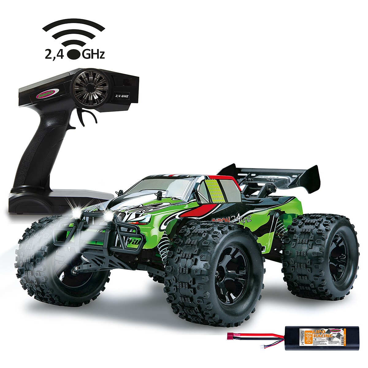 JAMARA-53265-Akron Monstertruck BL 4WD 1:10 Lipo 2,4GHz Wheelybar 