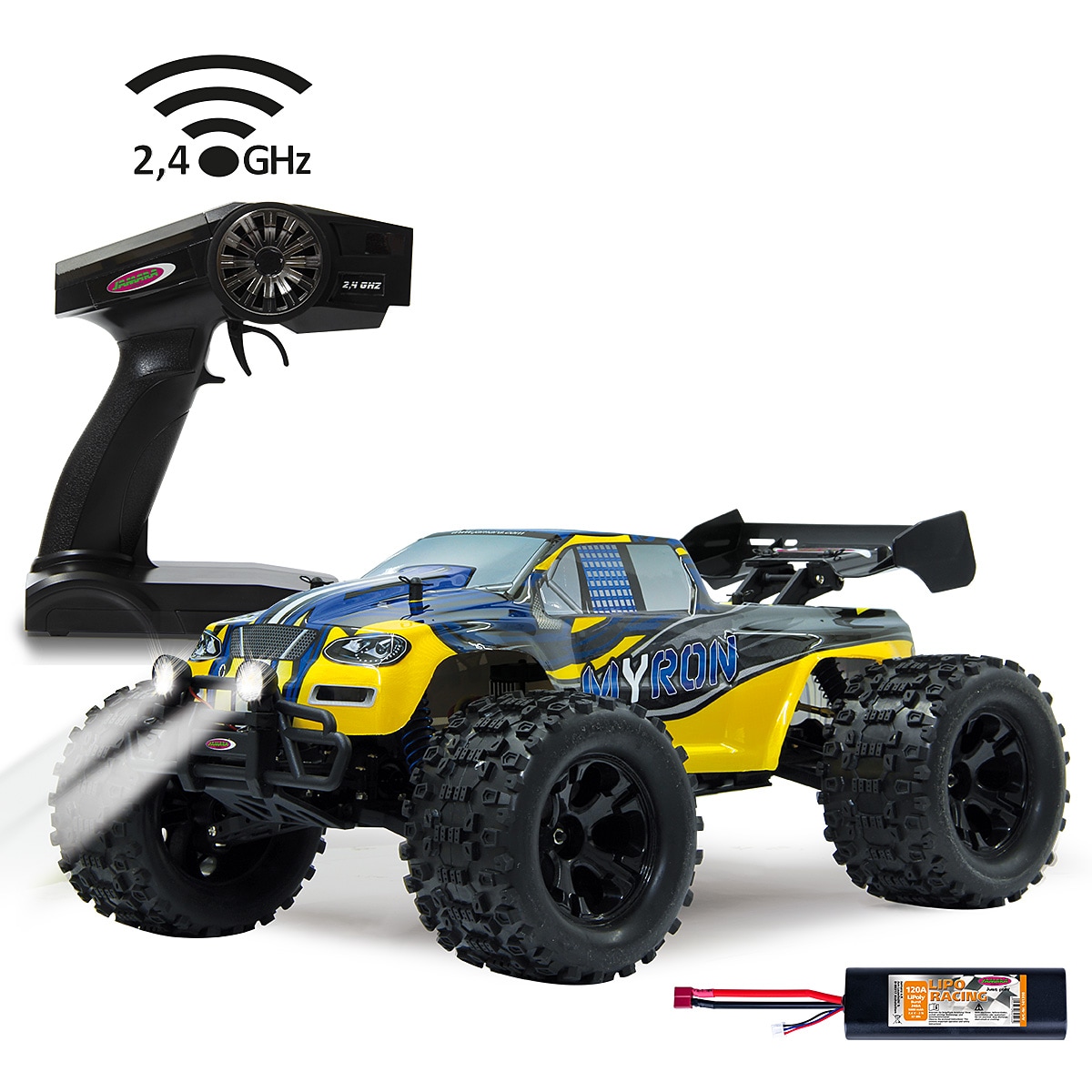 JAMARA-53365-Myron Monstertruck BL 4WD 1:10 Lipo 2,4GHz mit LED 