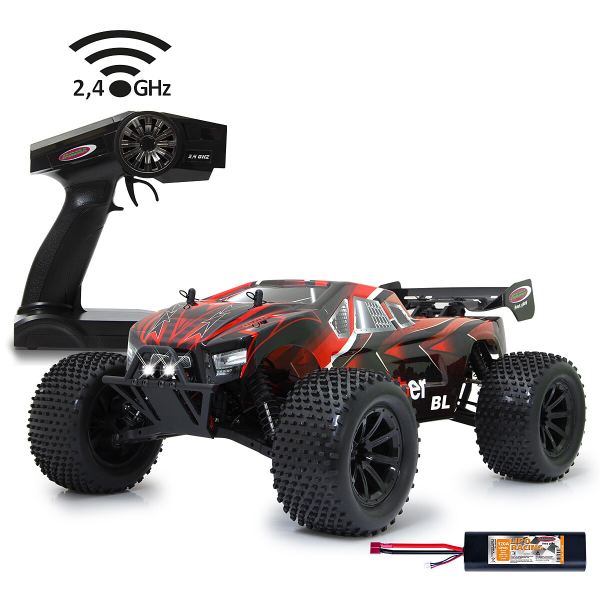 JAMARA-59740-Brecter Truggy BL 4WD 1:10 Lipo 2,4GHz mit LED 