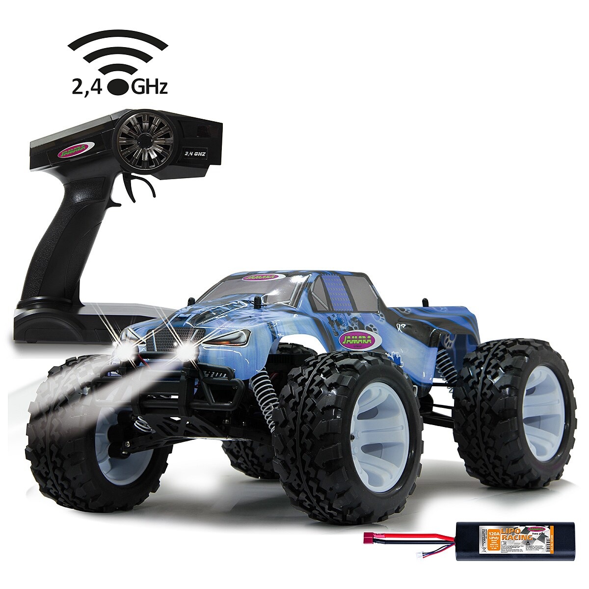 JAMARA-53362-Tiger Ice Monstertruck BL 4WD 1:10 Lipo 2,4GHz mit LED 