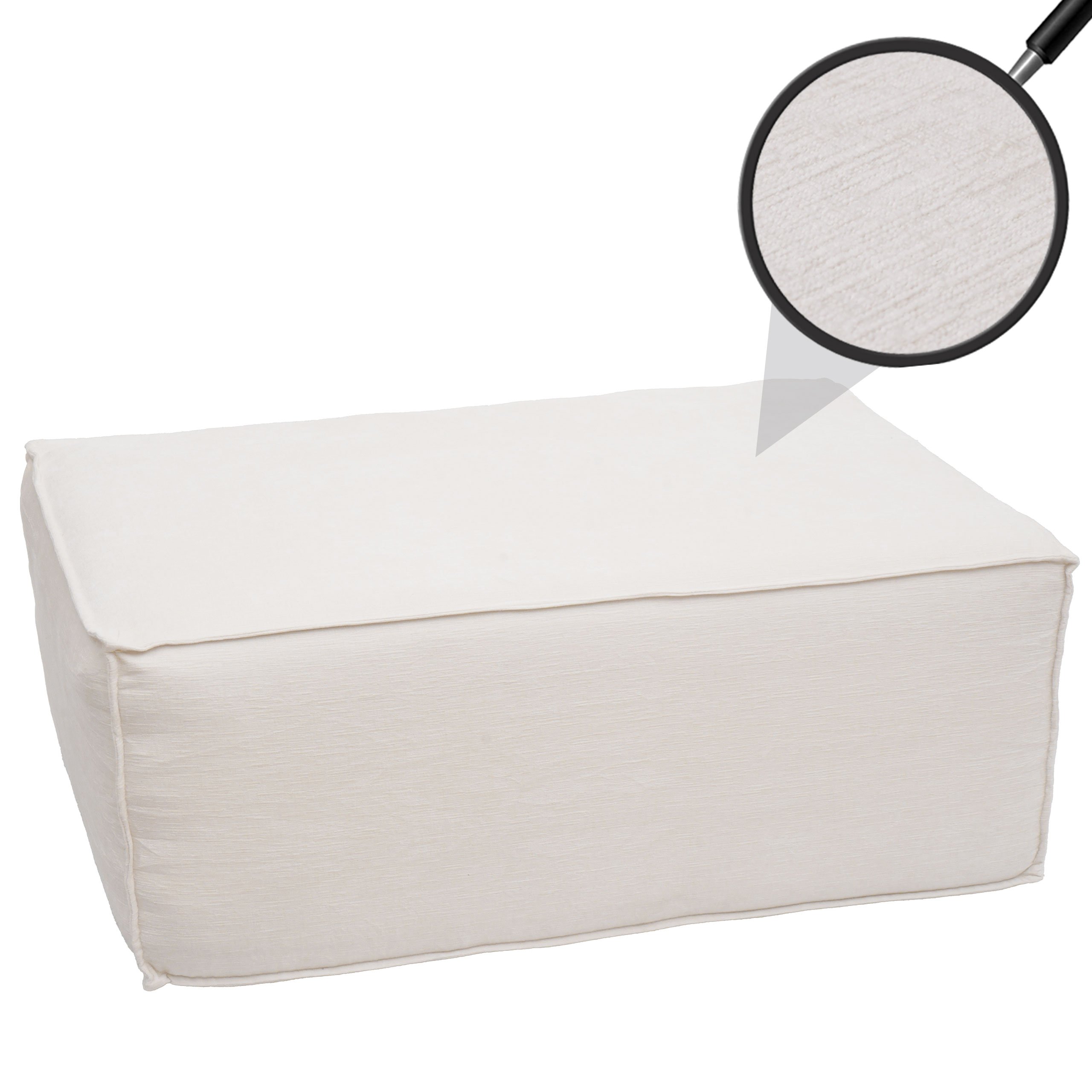 Ottomane/Zubeh&ouml;r f&uuml;r Sofa MCW-O54, Hocker Fu&szlig;ablage Recamiere Chaiselongue, Stoff/Textil 300g/m&sup2; 38x97x70cm ~ creme 