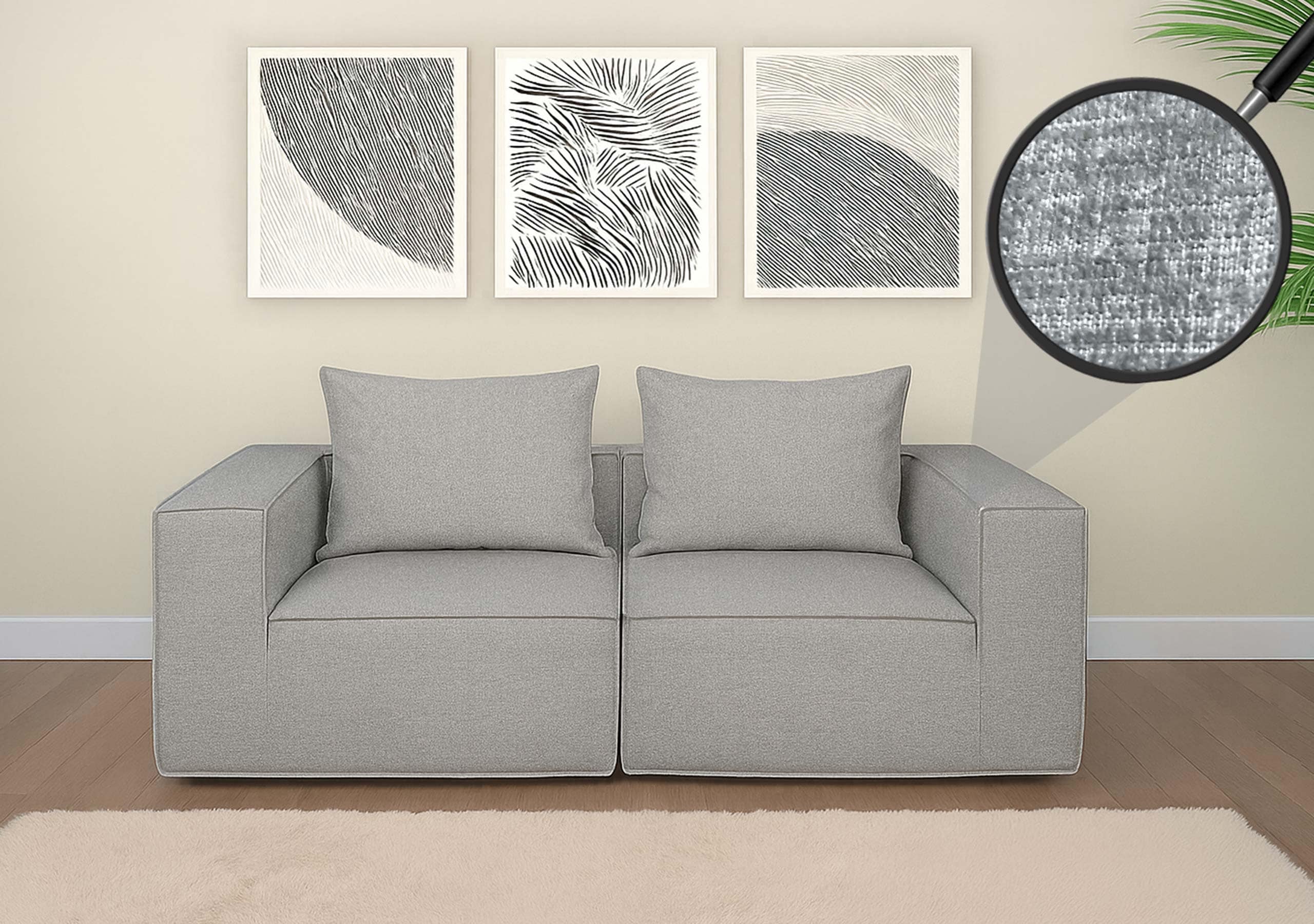 2er-Sofa/Zubeh&ouml;r f&uuml;r Sofa MCW-O54, Couch 2-Sitzer Loungesofa, modular Stoff/Textil (300g/m&sup2;) 63x194x97cm ~ hellgrau 