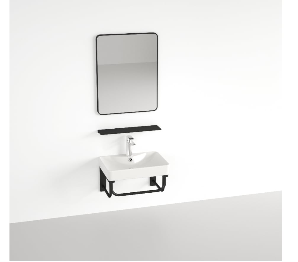 DELTA 41 Waschbecken-Konsolenset mit Spiegel und Ablage 