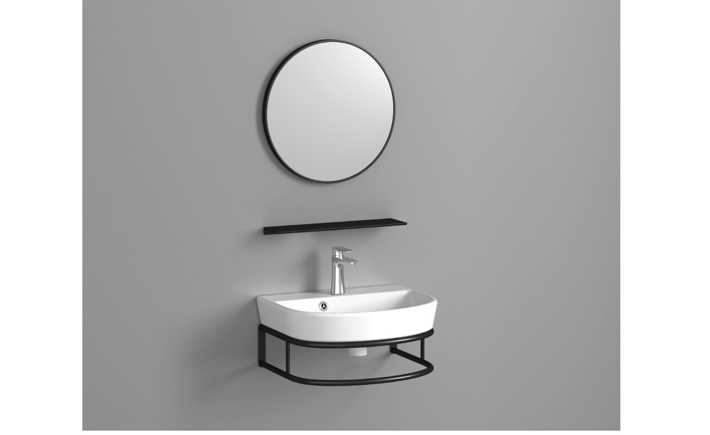 DELTA 45 Waschbecken-Konsolenset mit Spiegel und Ablage 