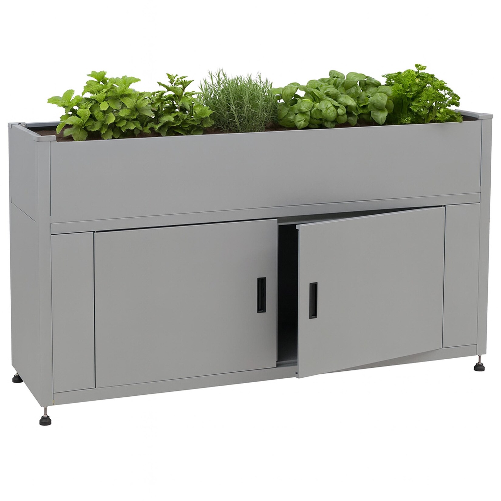 Hochbeet -O85, Metallhochbeet Blumenkasten Pflanzkübel Stauraum, Metall  91x161x51cm ~ grau