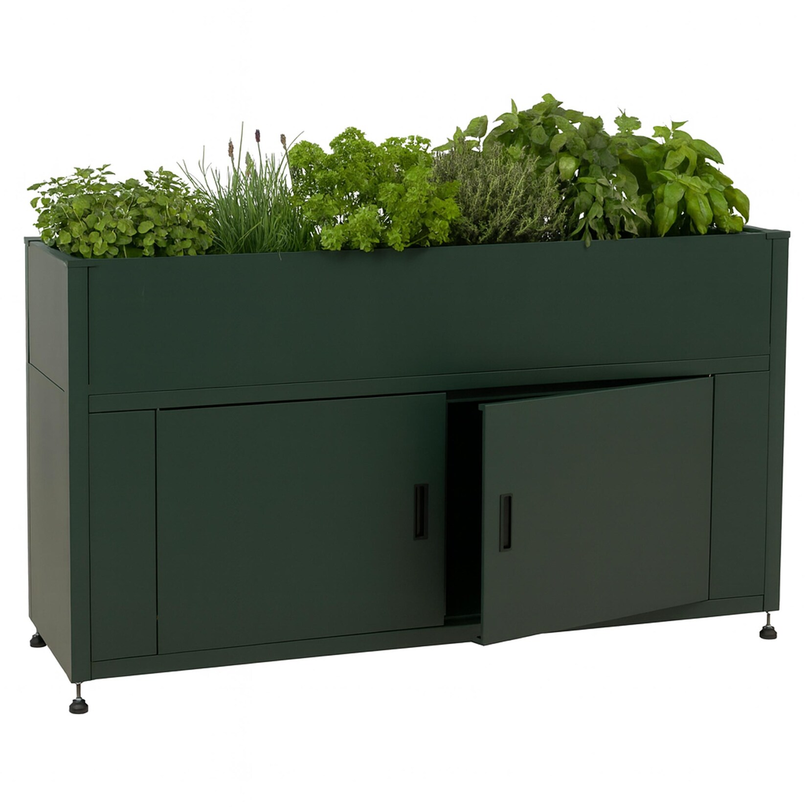 Hochbeet -O85, Metallhochbeet Blumenkasten Pflanzkübel Stauraum, Metall  91x161x51cm ~ grün